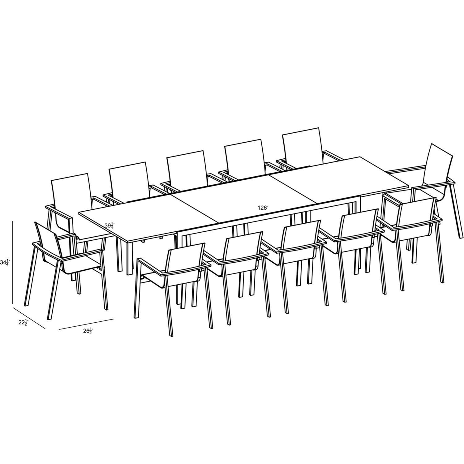 Spring Bay 13 Piece Extendable Dining Set in Slate/Concrete - Dimensional thumbnail