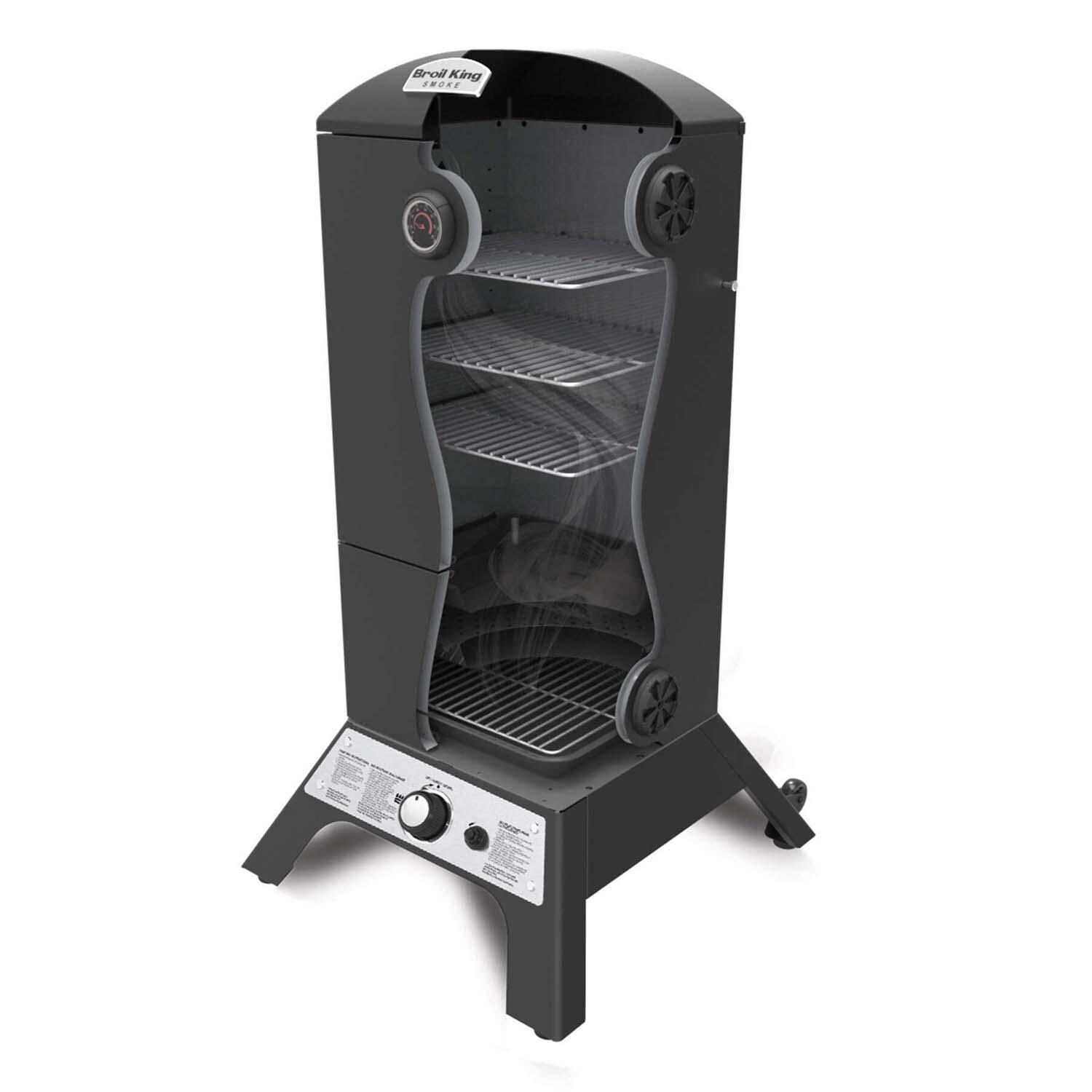 Broil King 28-Inch Smoke Vertical Propane Gas Smoker - Black - Cut Away View - White Background thumbnail