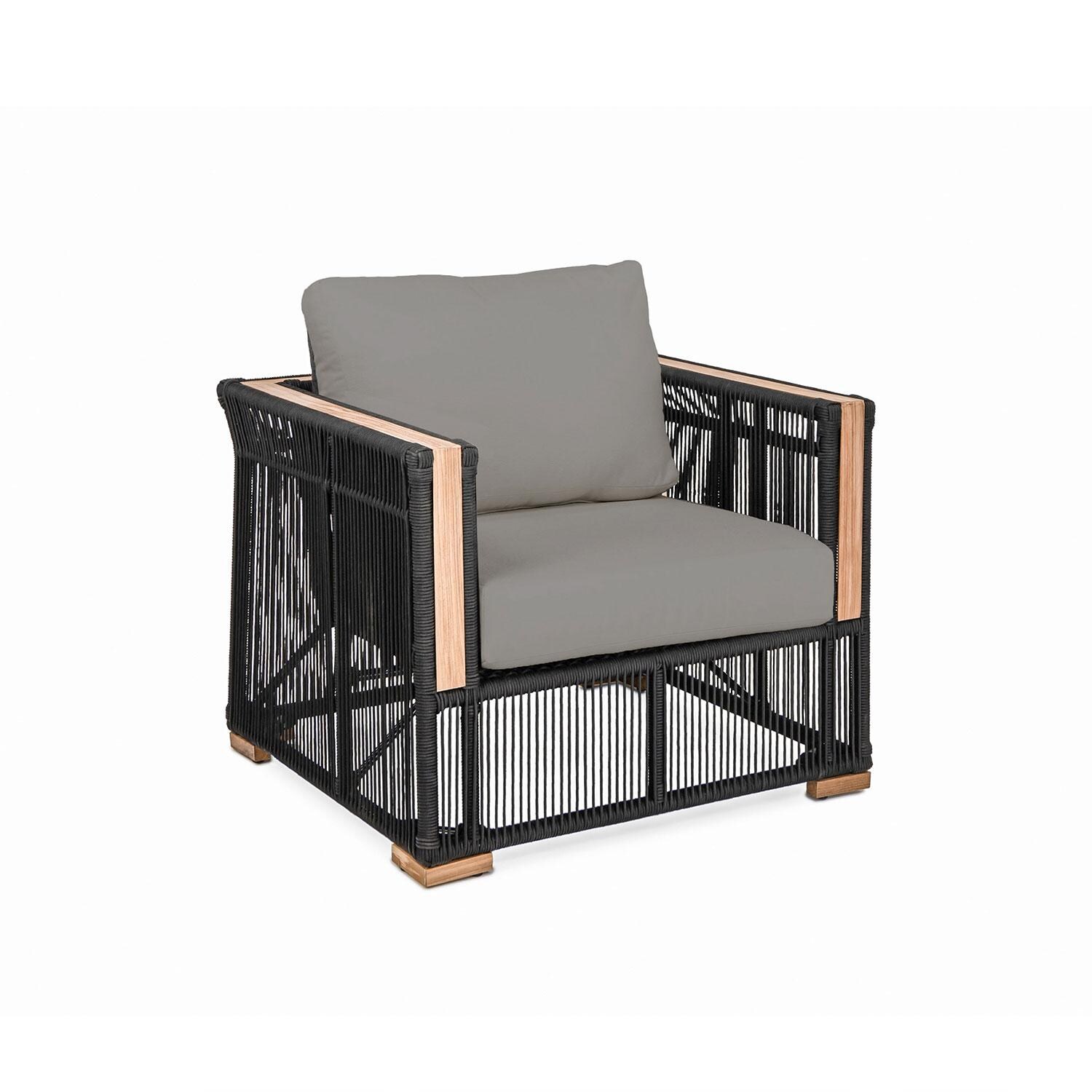 Pelican View Woven Rope Club Chair in Charcoal by Lakeview Outdoor Designs - Angled - White Background thumbnail