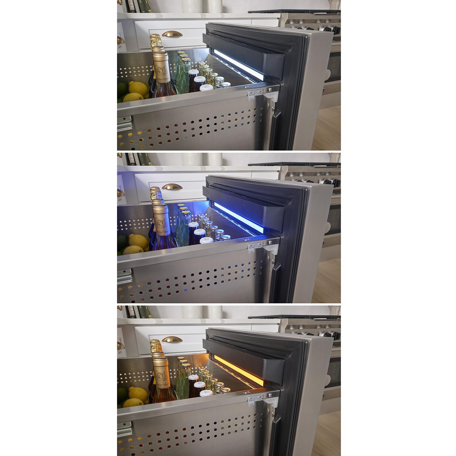 Zephyr PRRD24C2AS-OD Presrv 24-in 5.1 Cu. Ft. Dual Zone Outdoor Refrigerator Drawers - Drawer Light Options - Detail thumbnail