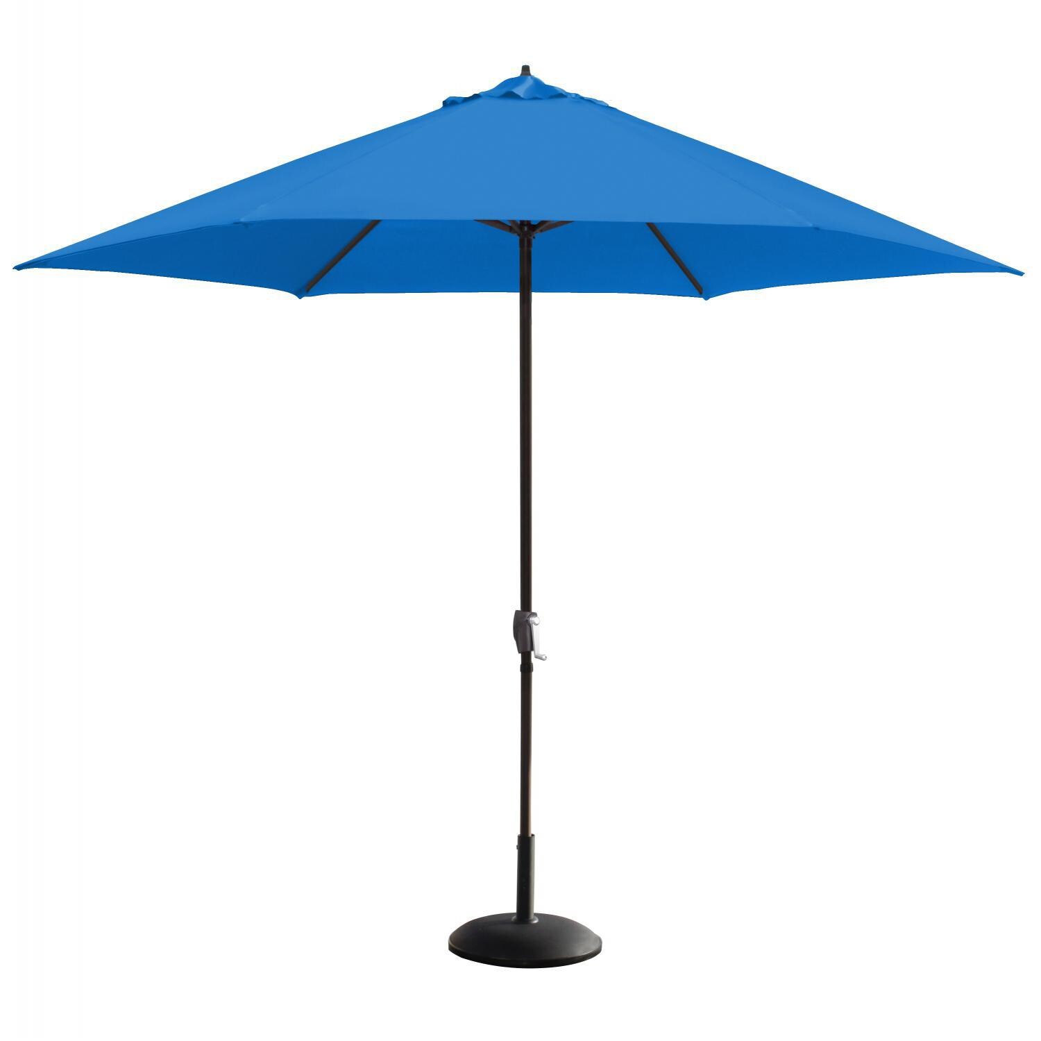 Astella 11 Ft. Aluminum Patio Umbrella W/ Crank Lift - Black Frame / Polyester Pacific Blue Canopy