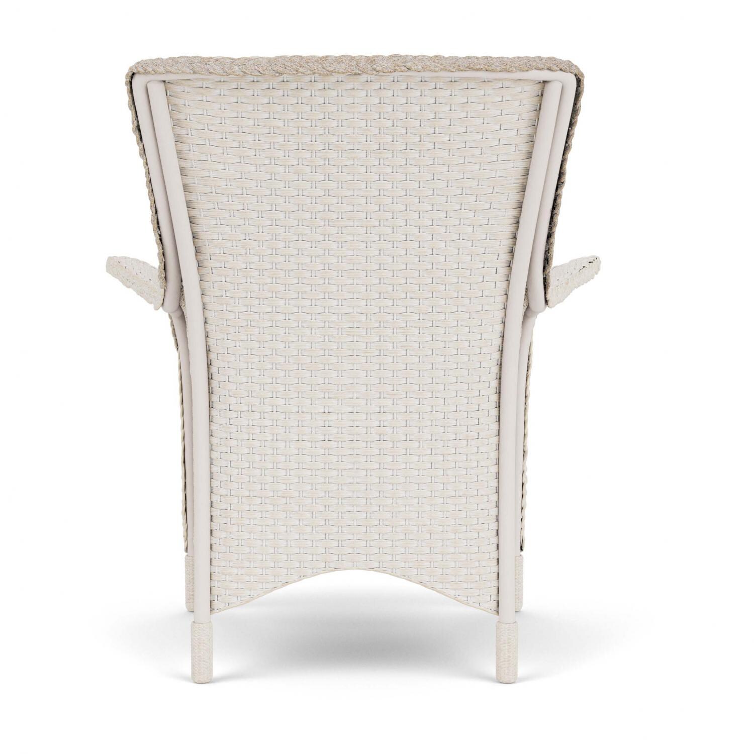 Lloyd Flanders Mandalay Dining Armchair In Antique White Finish With Sailcloth Salt Fabric - Back thumbnail