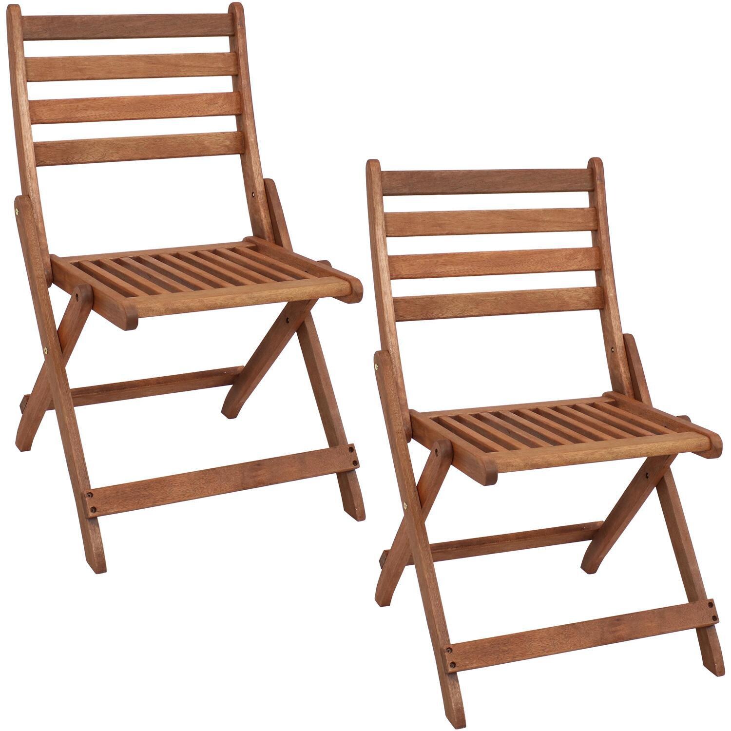 Ultimate Patio Meranti Wood Outdoor Folding Bistro Chair - Teak Oil Finish - Full Set thumbnail
