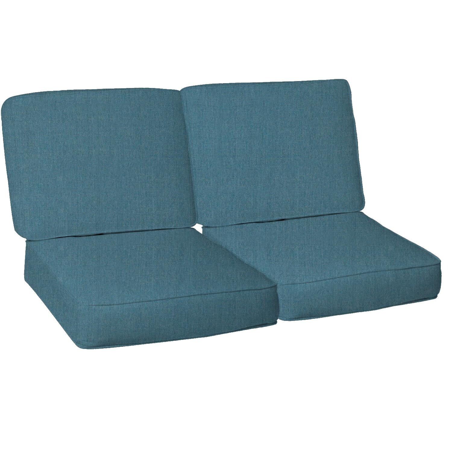 Sunbrella Cast Lagoon 4 Piece Small Outdoor Replacement Loveseat Cushion Set W/ Piping By UltimatePatio.com thumbnail