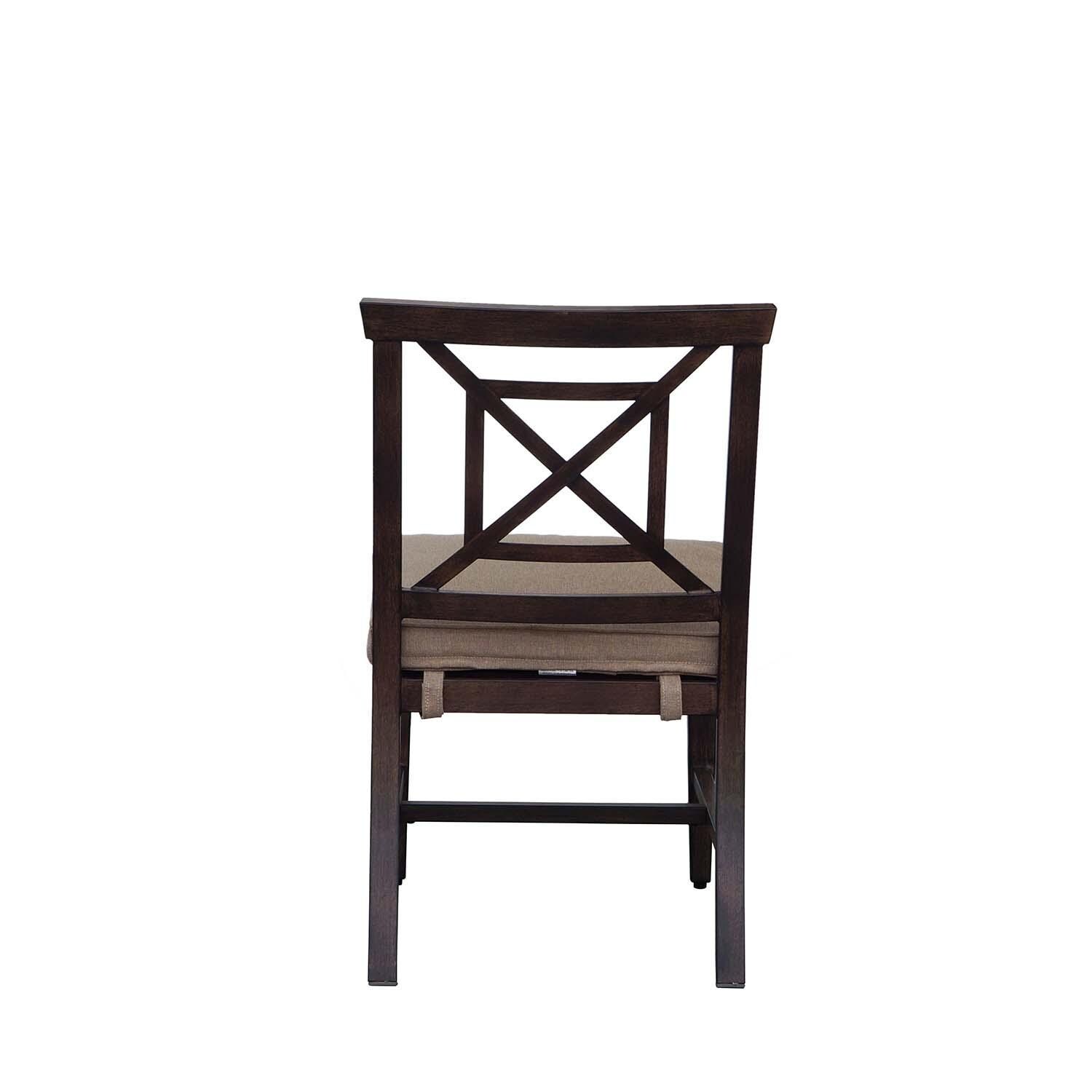 Atlantis Aluminum Dining Side Chair Set of 2 w/ Beige Cushions in Walnut By Darlee - Back View - White Background thumbnail