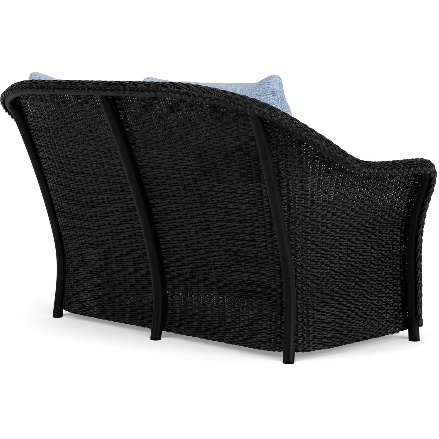 Lloyd Flanders Weekend Retreat Loveseat in Ebony Finish W/ Demo Skyway Fabric - Back Right thumbnail