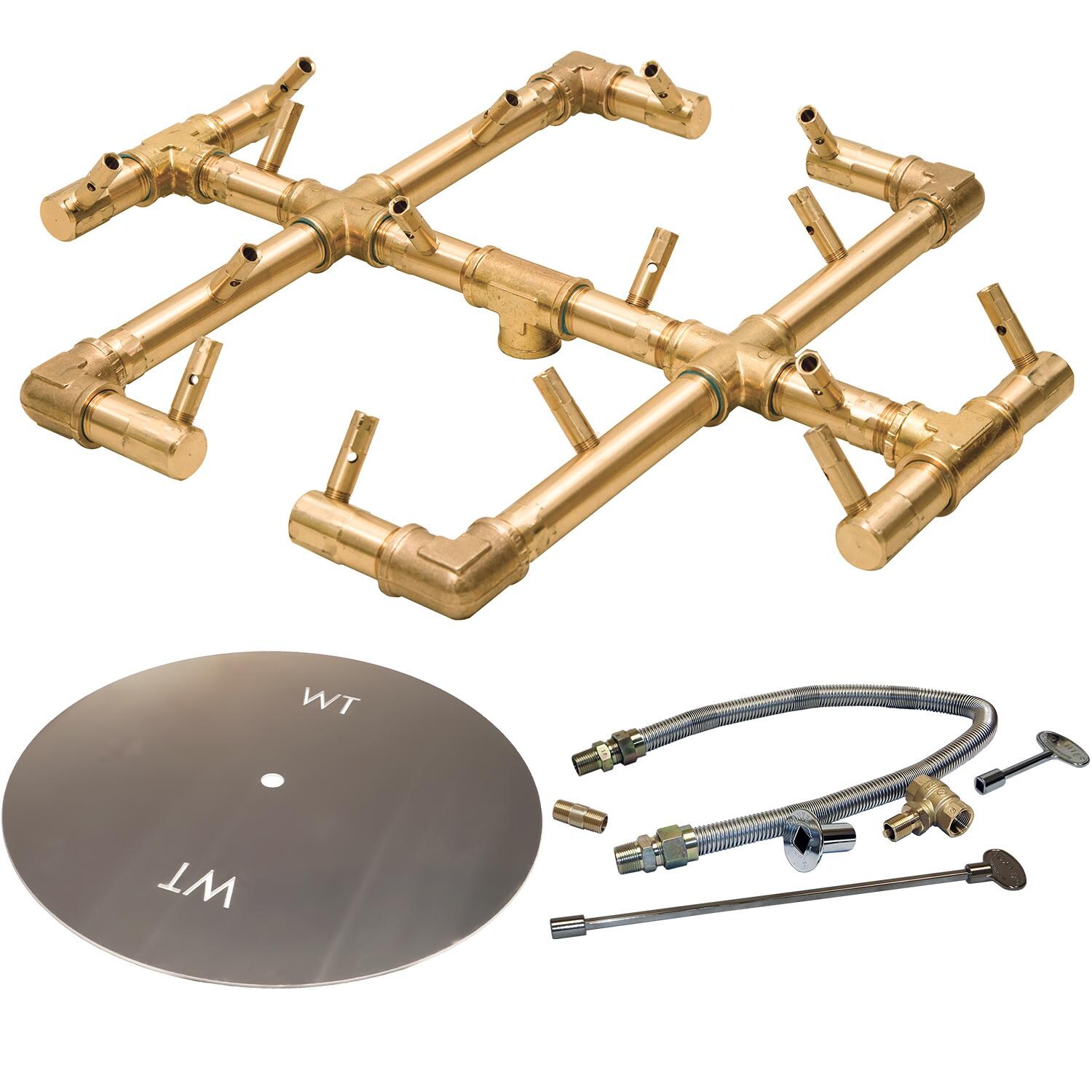 Warming Trends CFB180NGALPL30CFK1 30-Inch Round Natural Gas Fire Pit Burner Kit W/ 17 X 15-Inch Original Crossfire Brass Burner - Match Light Ignition thumbnail