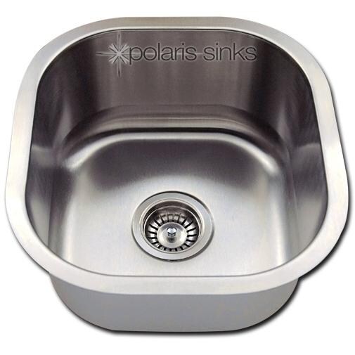 Polaris 16 X 17 16-Gauge Stainless Steel Undermount Bar Sink (Shown With Standard Strainer - Not Included) thumbnail