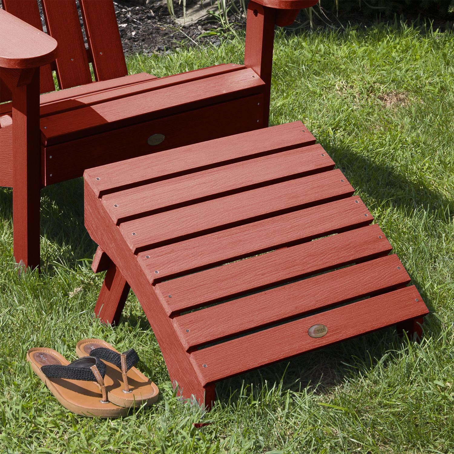 Lakeview Folding Adirondack Ottoman - Rustic Red - In Use thumbnail