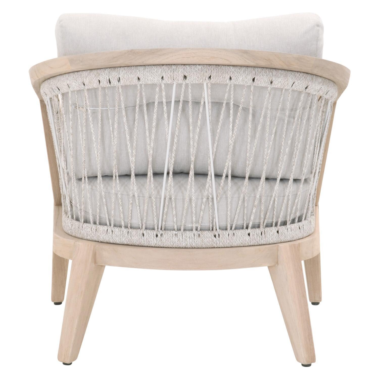 Lakeview Heritage Way Woven Rope Club Chair in Taupe & White - Back View thumbnail