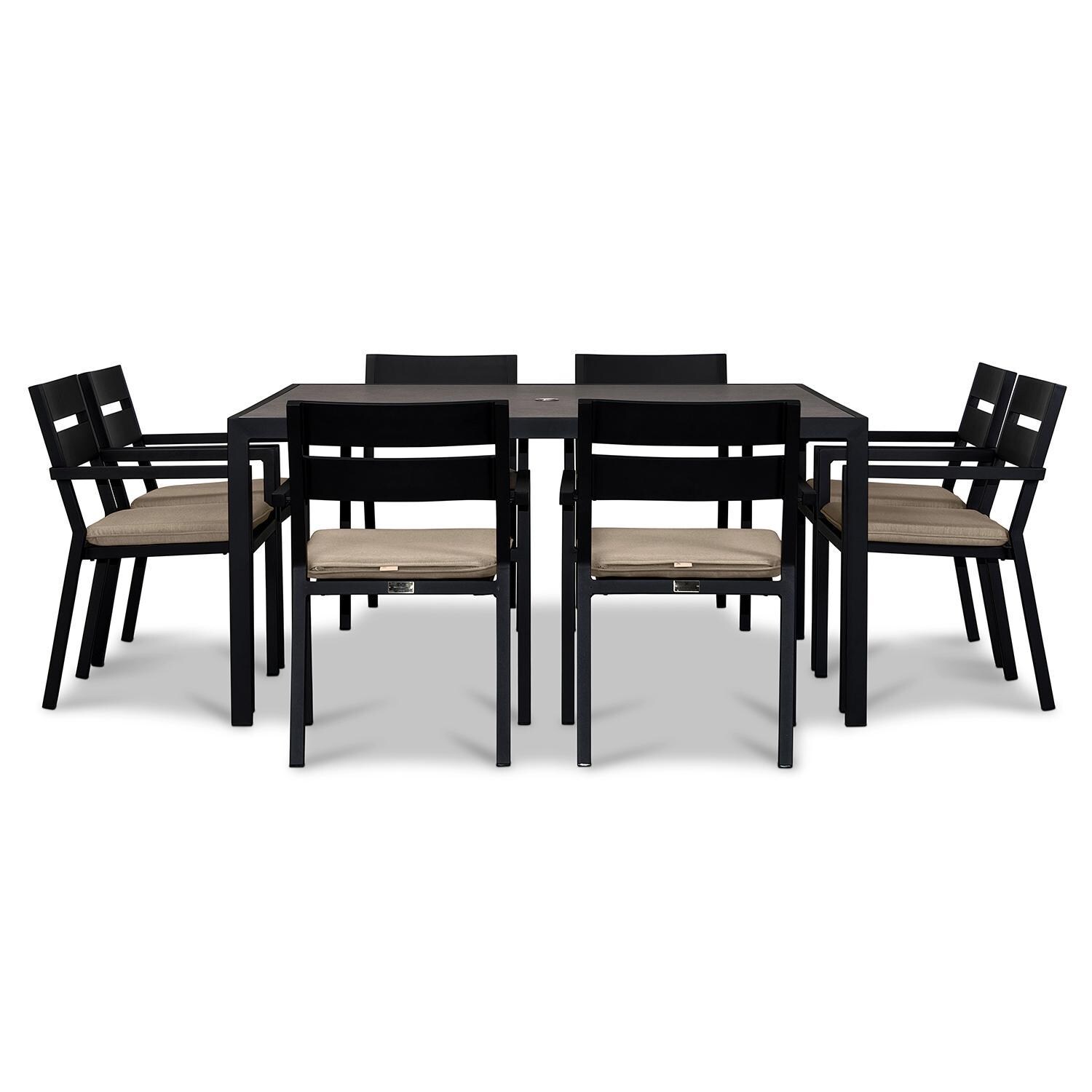 Calm Bay 9 Pc Square Dining Set in Black/Heather Beige by Lakeview - White Background 3 thumbnail