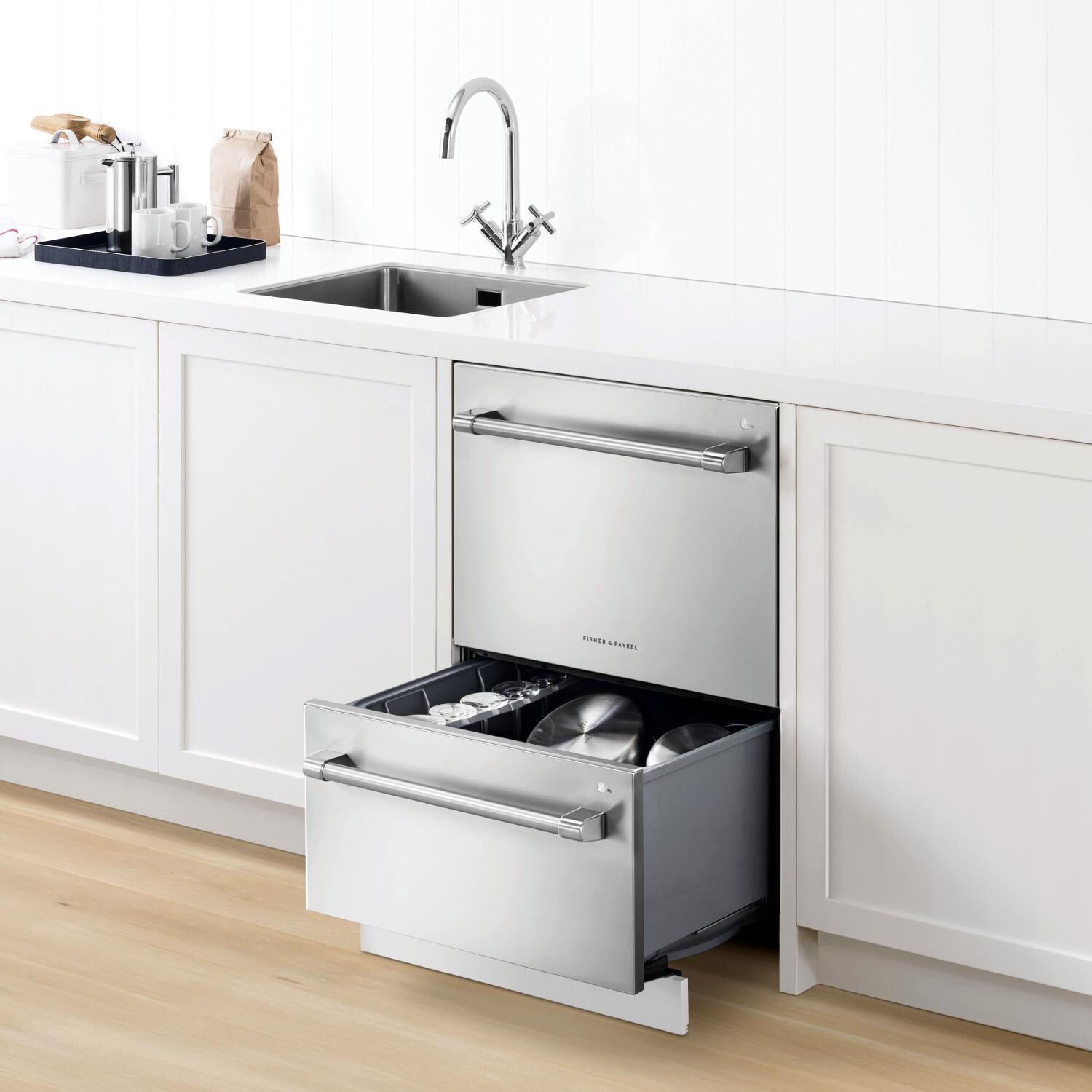 Fisher Paykel Professional 24-Inch Stainless Steel Double Dishdrawer - Top Drawer Open thumbnail