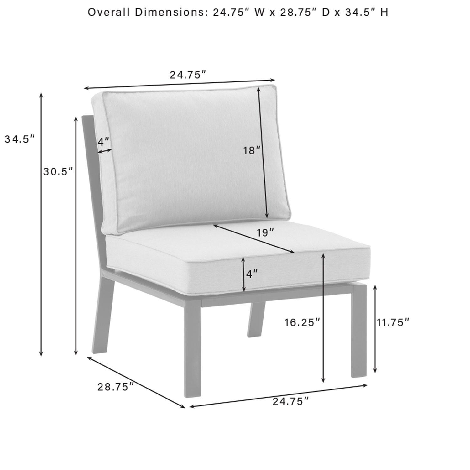 Ultimate Patio UP-92608MB-CL 5Pc Outdoor Sectional Set W/ Fire Table in Charcoal Gray - Club Chair Dimensions - Diagram thumbnail