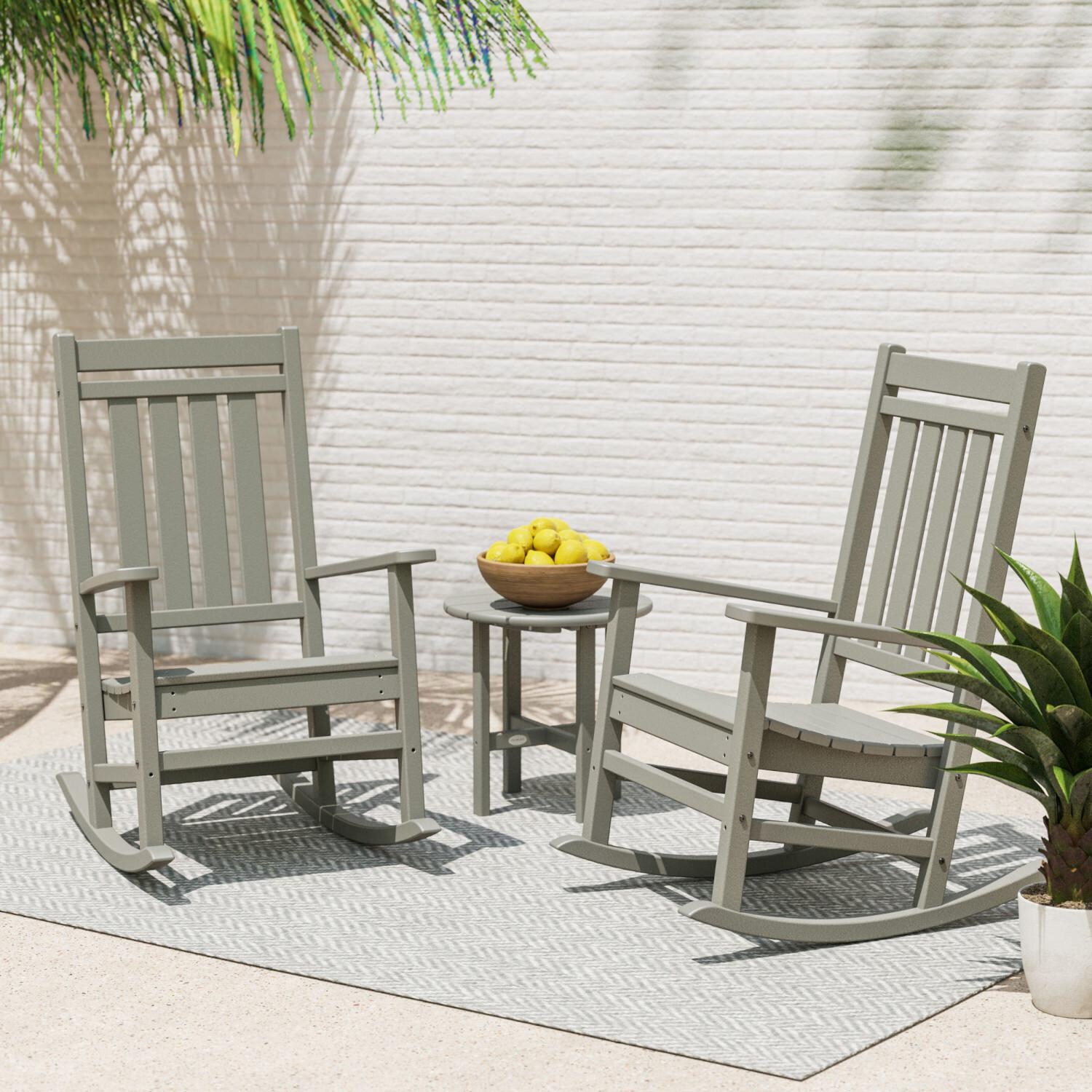 POLYWOOD Vineyard 3-Piece Rocking Set in Teak : BBQGuys