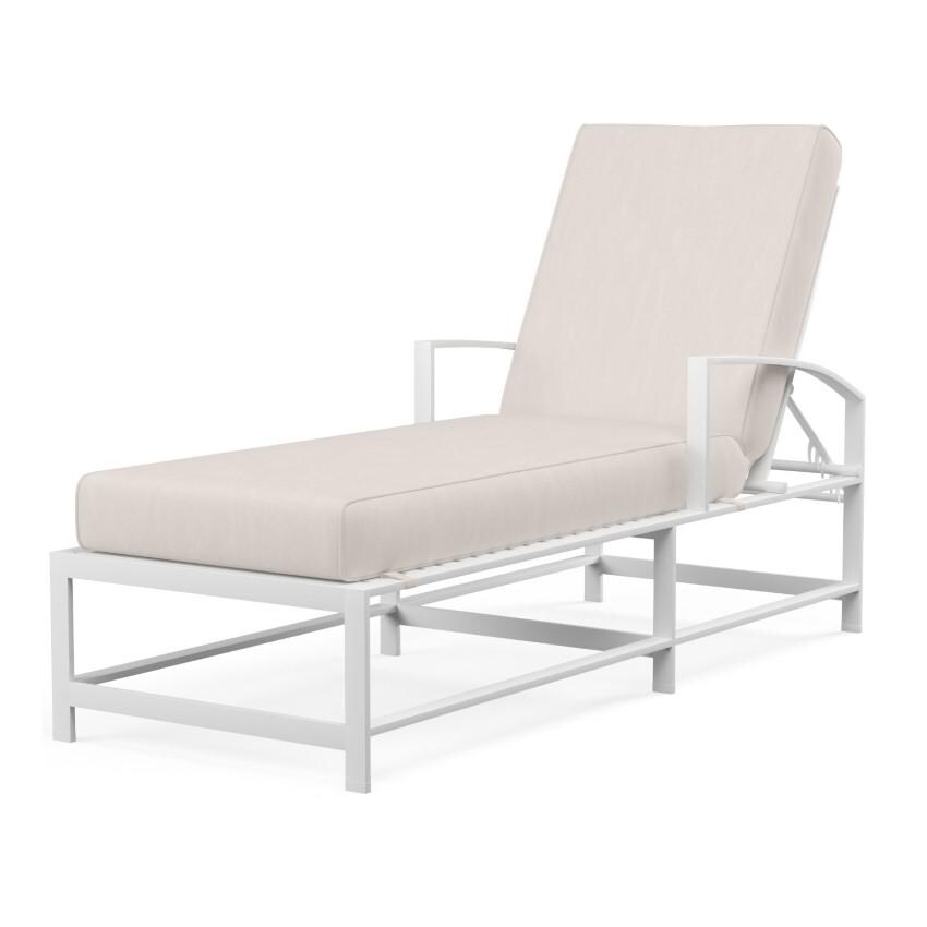 Bristol Aluminum Chaise Lounge w/ Self Welt in White/Canvas Natural by Sunset West - White Background thumbnail