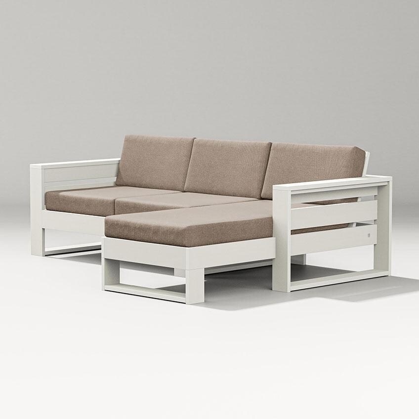 Latitude 3 Person Sectional Sofa w/ Right Chaise in Vintage White/Spiced Burlap By PW Designer Series - Display - White Background thumbnail