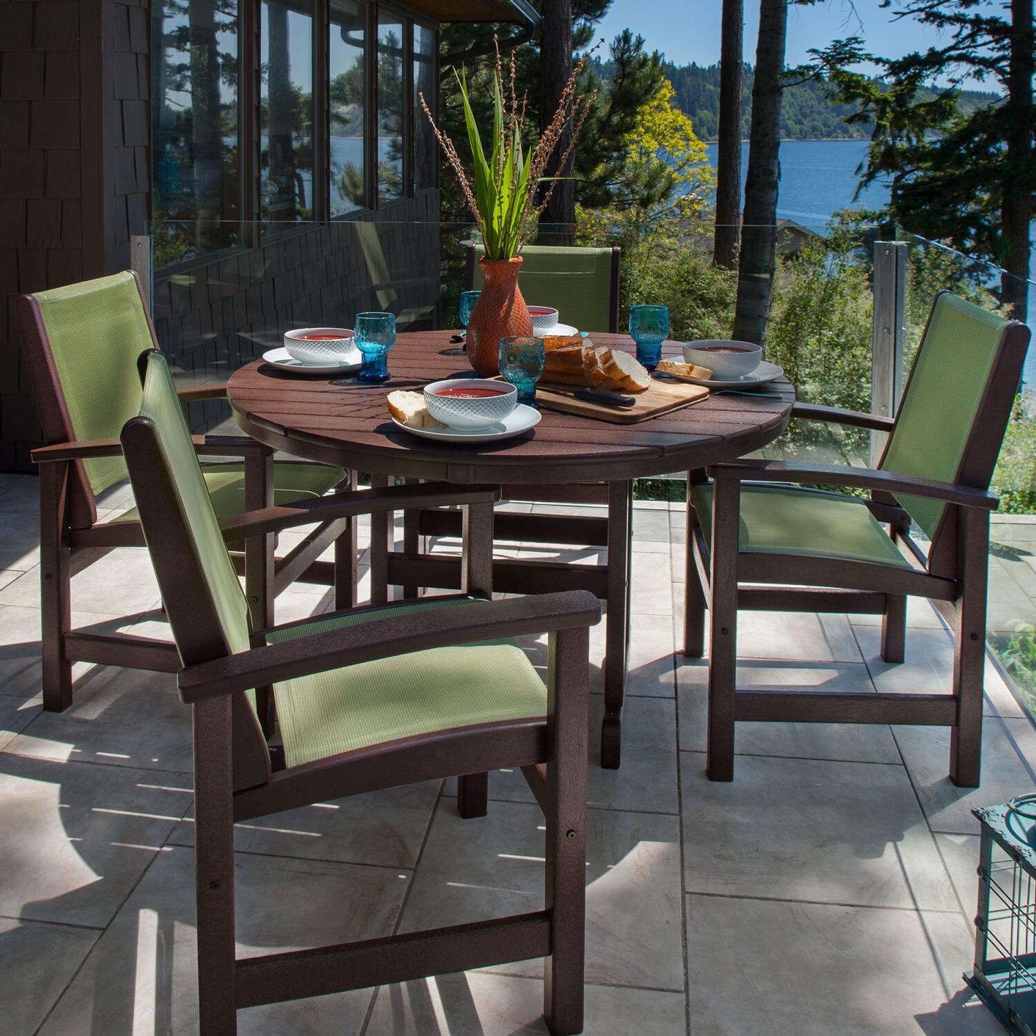 POLYWOOD 48-Inch Round Dining Table - Mahogany - Lifestyle thumbnail