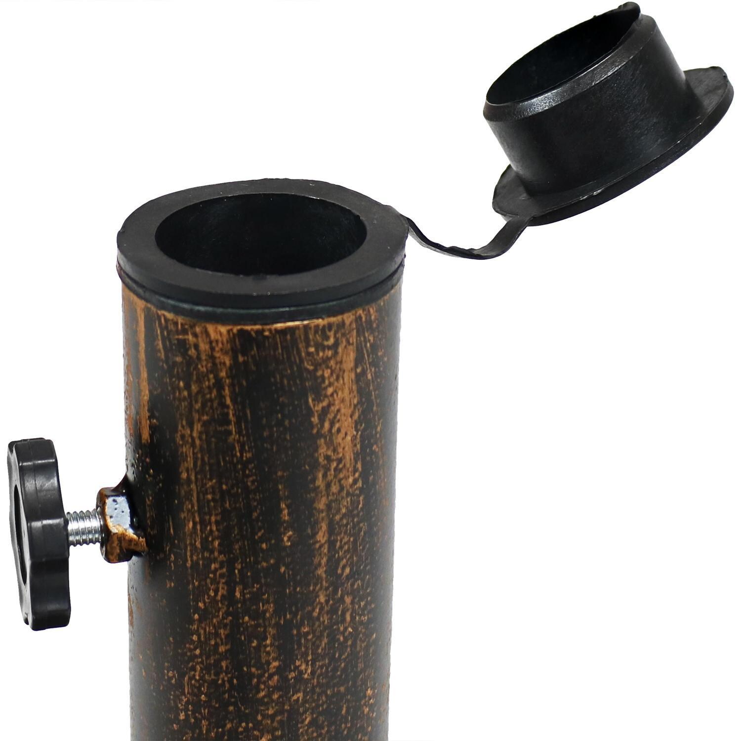 Ultimate Patio 44 Lb Ridged Design Cast Iron Umbrella Base - Bronze - Thumbscrew & Pole Adapter thumbnail