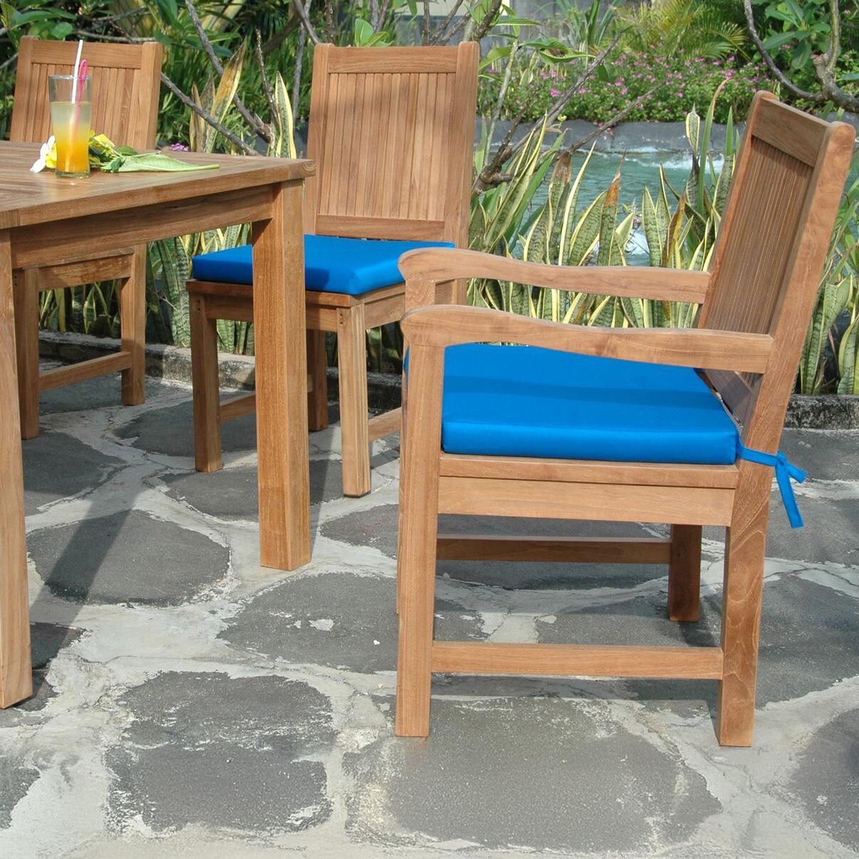 Morning Mist 7 Pc Teak Dining Set in Canvas Pacific Blue by Lakeview Outdoor Designs - Arm Chair - Lifestyle thumbnail