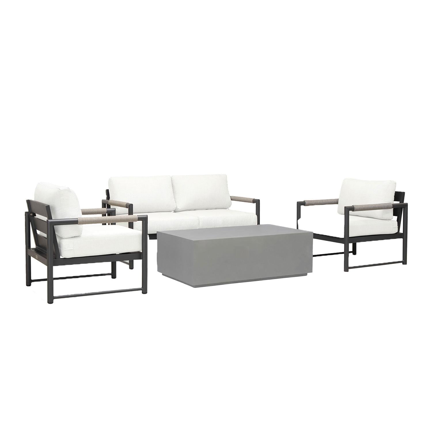 Lakeview AVEBAY-SL-PG-SET111-CN Avenue Bay Slate/Pebble Gray 5 Pc Loveseat Set - Canvas Natural - Angled - White Background thumbnail