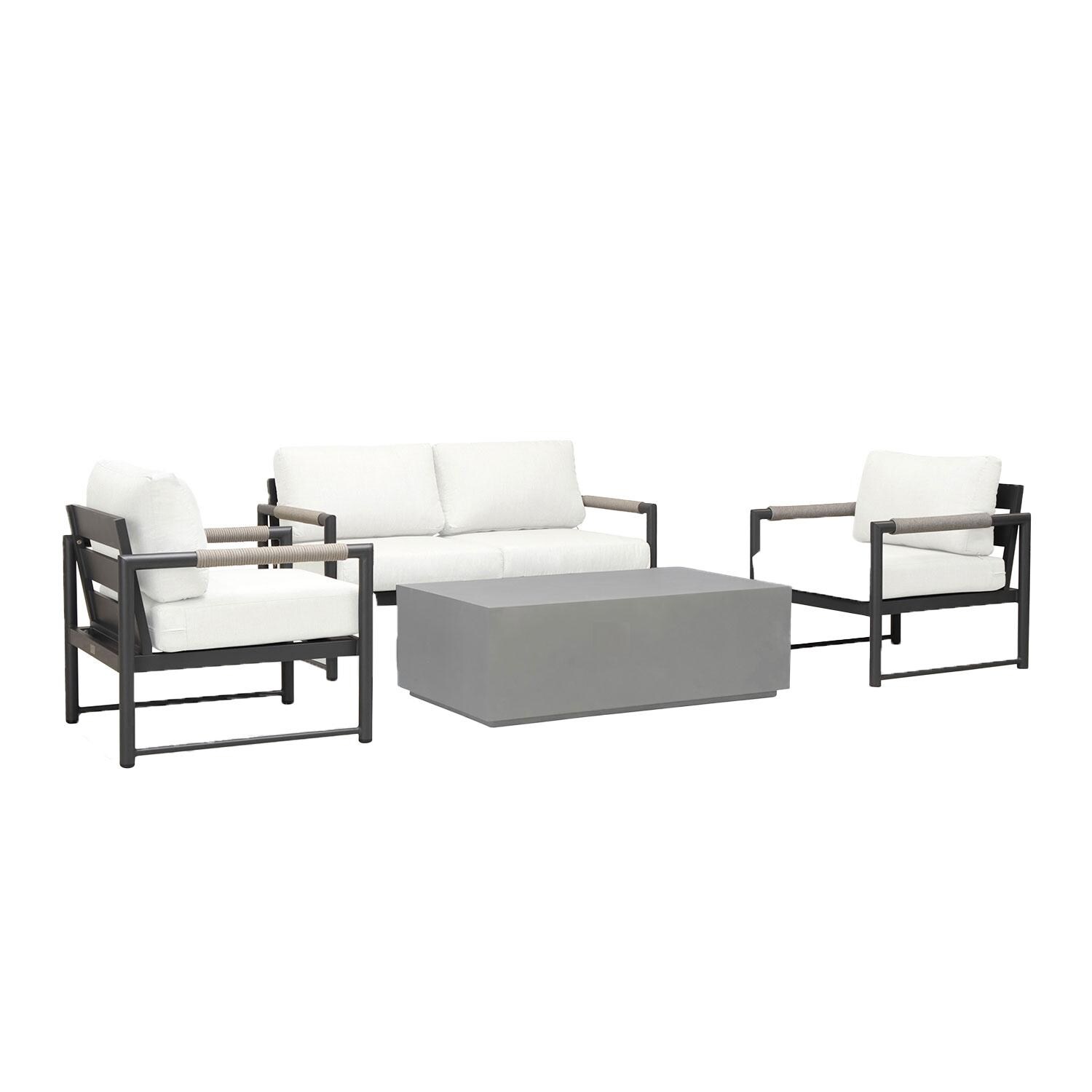 Lakeview AVEBAY-BK-CO-SET111-CN Avenue Bay Black/Carbon 5 Pc Loveseat Set - Canvas Natural - Angled - White Background thumbnail
