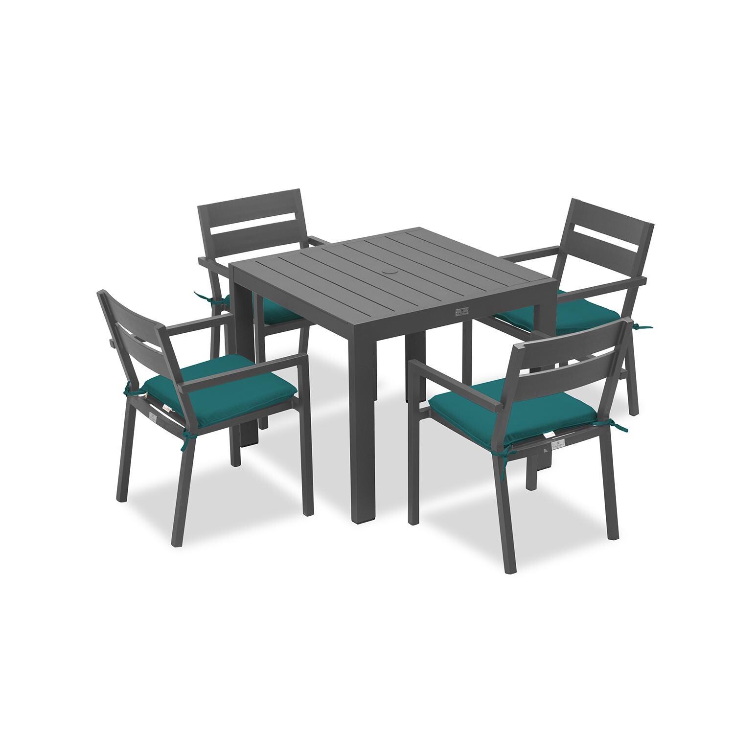 Calm Bay Classic 5 Pc Square Dining Set in Slate/Spectrum Peacock by Lakeview - White Background thumbnail