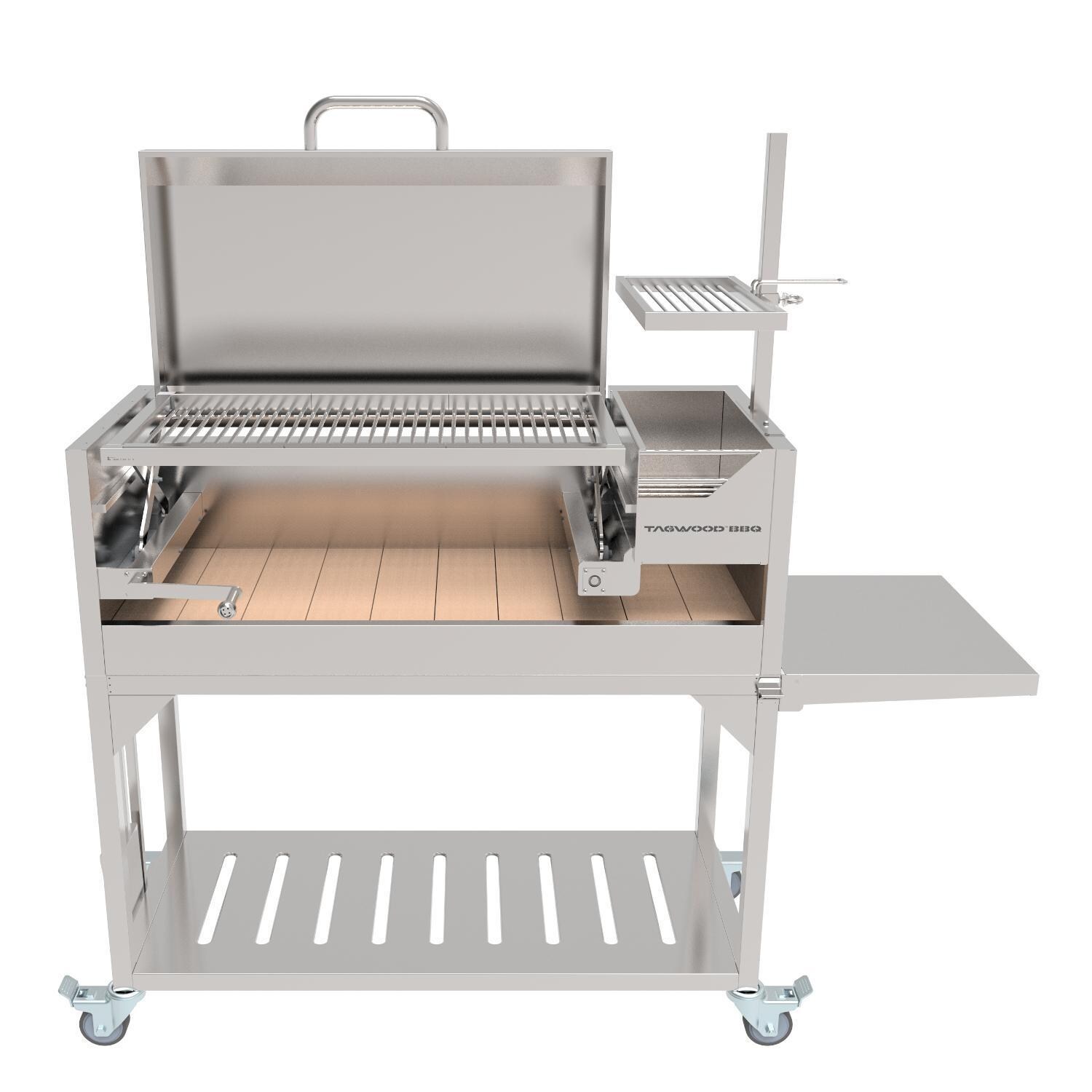 Tagwood BBQ BBQ01SSF Fully Assembled Argentine Santa Maria Wood Fire & Charcoal Grill with Top Lid thumbnail