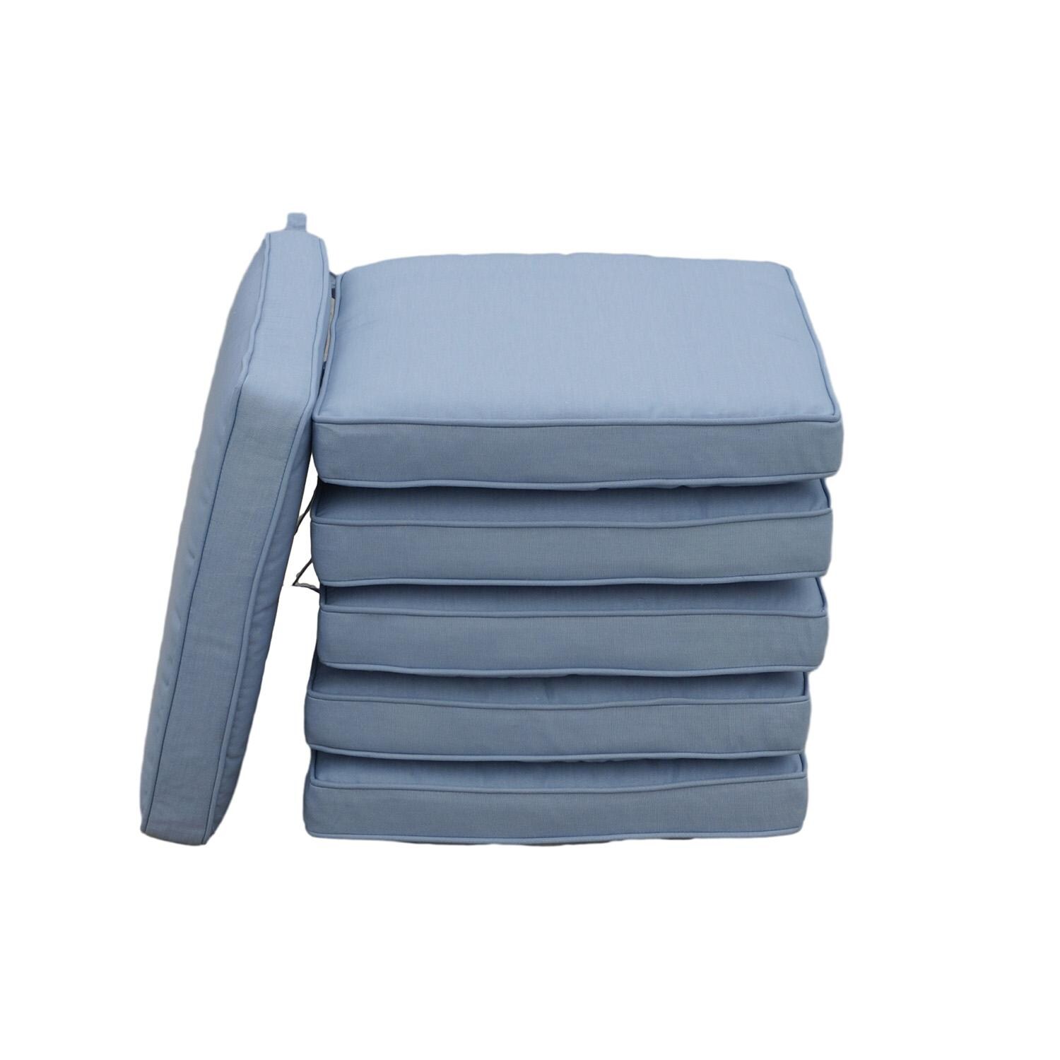 Darlee Nassau Replacement Dining Chair Cushion - Set of 6 - Sky Blue - White Background thumbnail