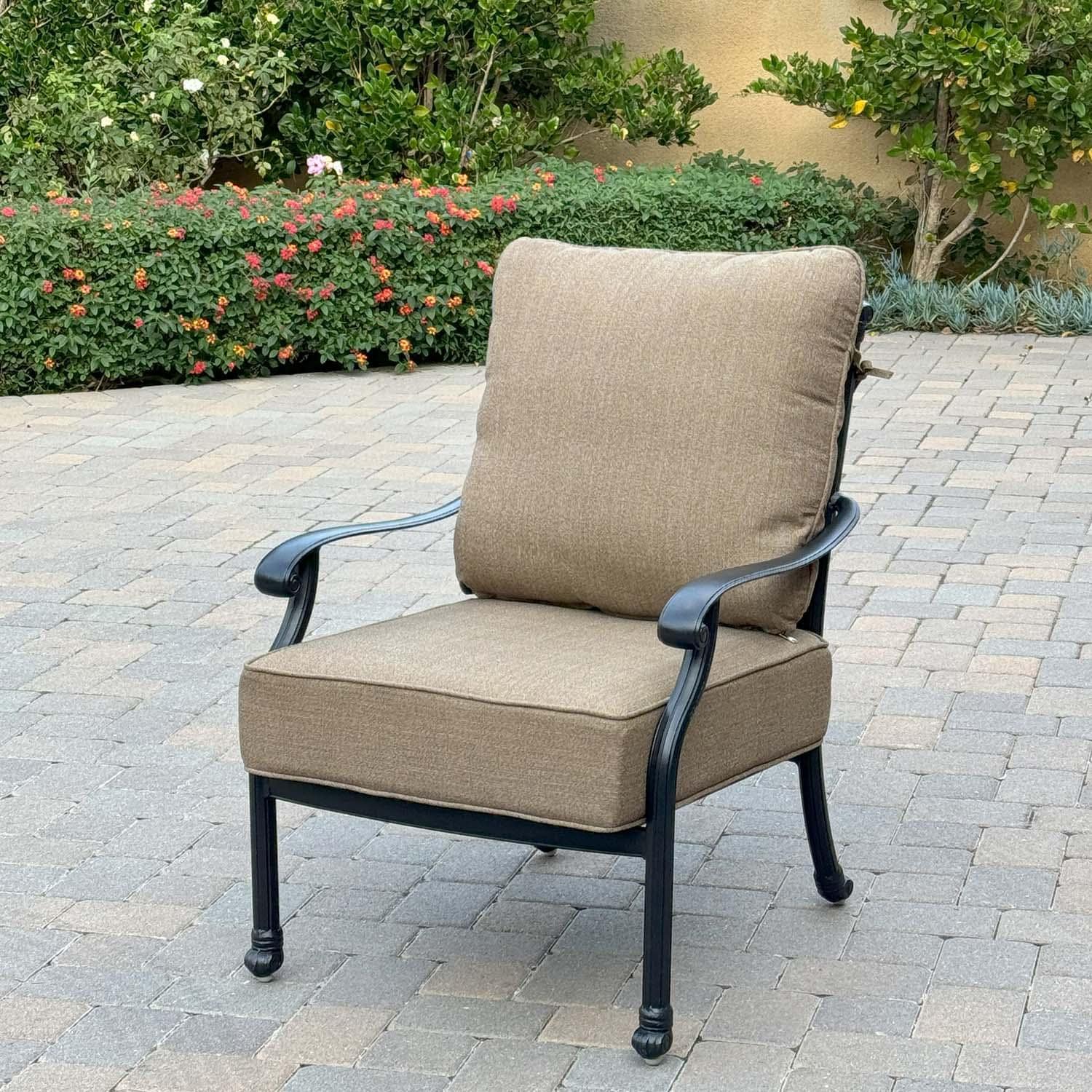 Madison 3 Pc Cast Aluminum Seating Set in Antique Bronze/Sesame by Darlee - Chair - Lifestyle thumbnail