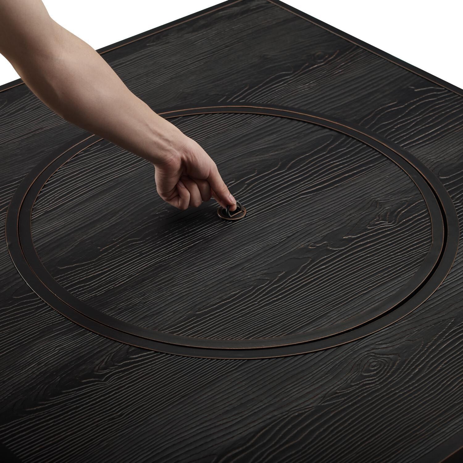 Ultimate Patio 63226 Haven Bay 42-Inch Square Aluminum Propane Gas Fire Pit - Cover Handle thumbnail