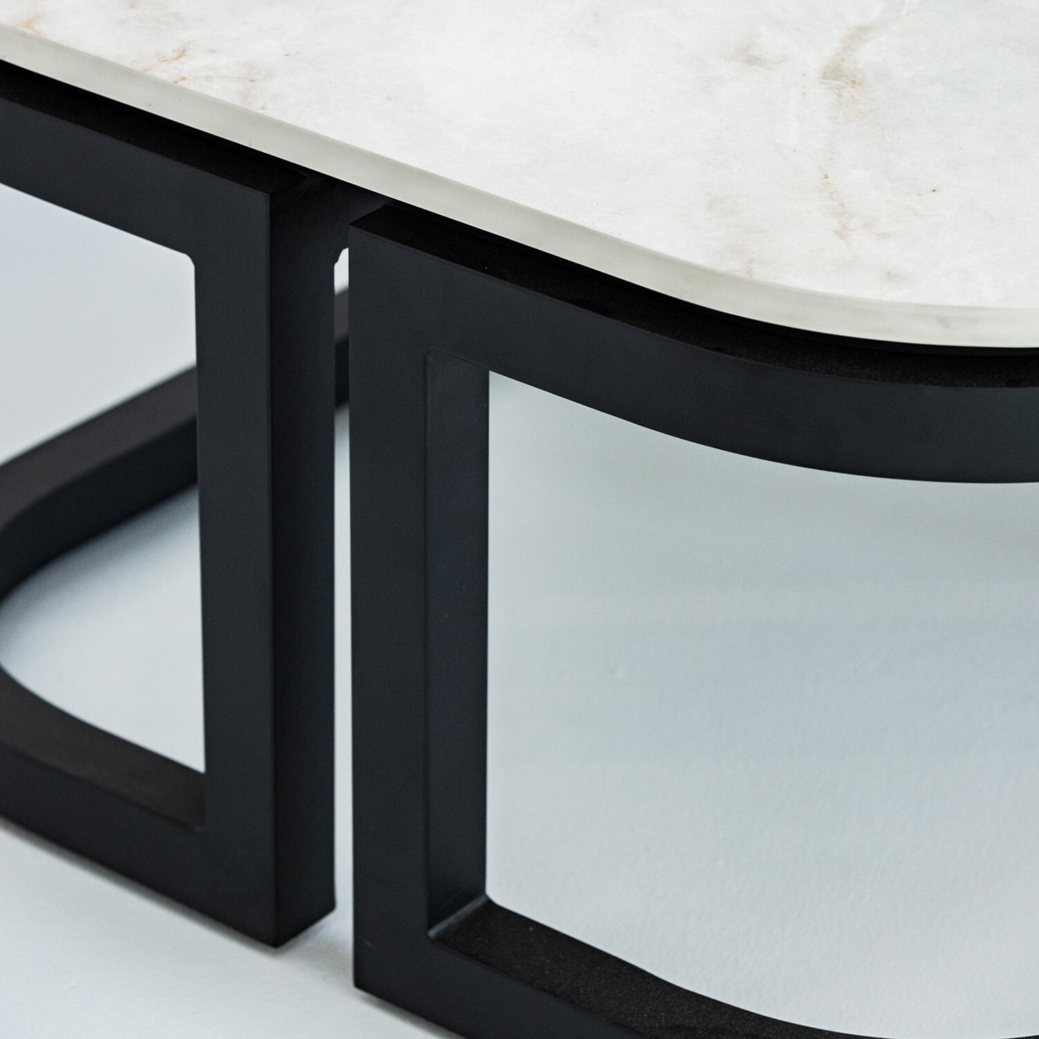 Malibu 60 Inch Black Aluminum Coffee Table by Sunset West - Angled Legs - Detail thumbnail