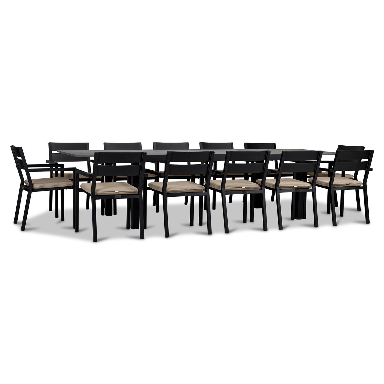 Calm Bay 13 Pc Extendable Dining Set in Black/Heather Beige by Lakeview - White Background 2 thumbnail