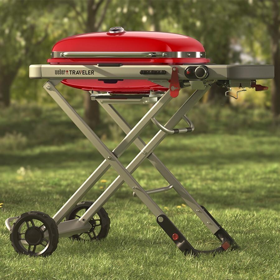 Weber Traveler 9030001 Portable Propane Gas Grill - Red - Lifestyle thumbnail