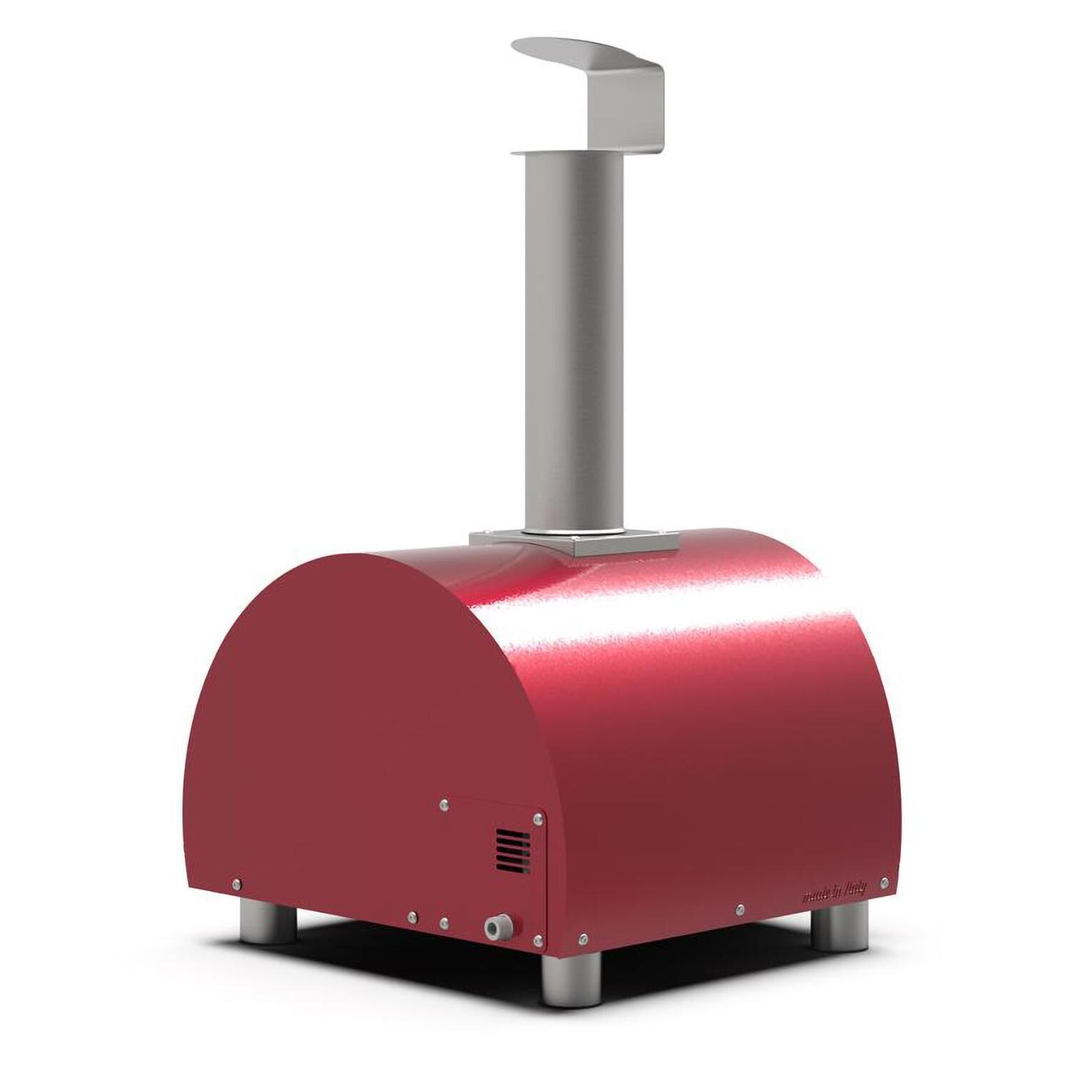 Alfa Moderno FXMD-PT-GROA-U Portable Pizza Oven Antique Red - Left Back Angled View - White Background thumbnail