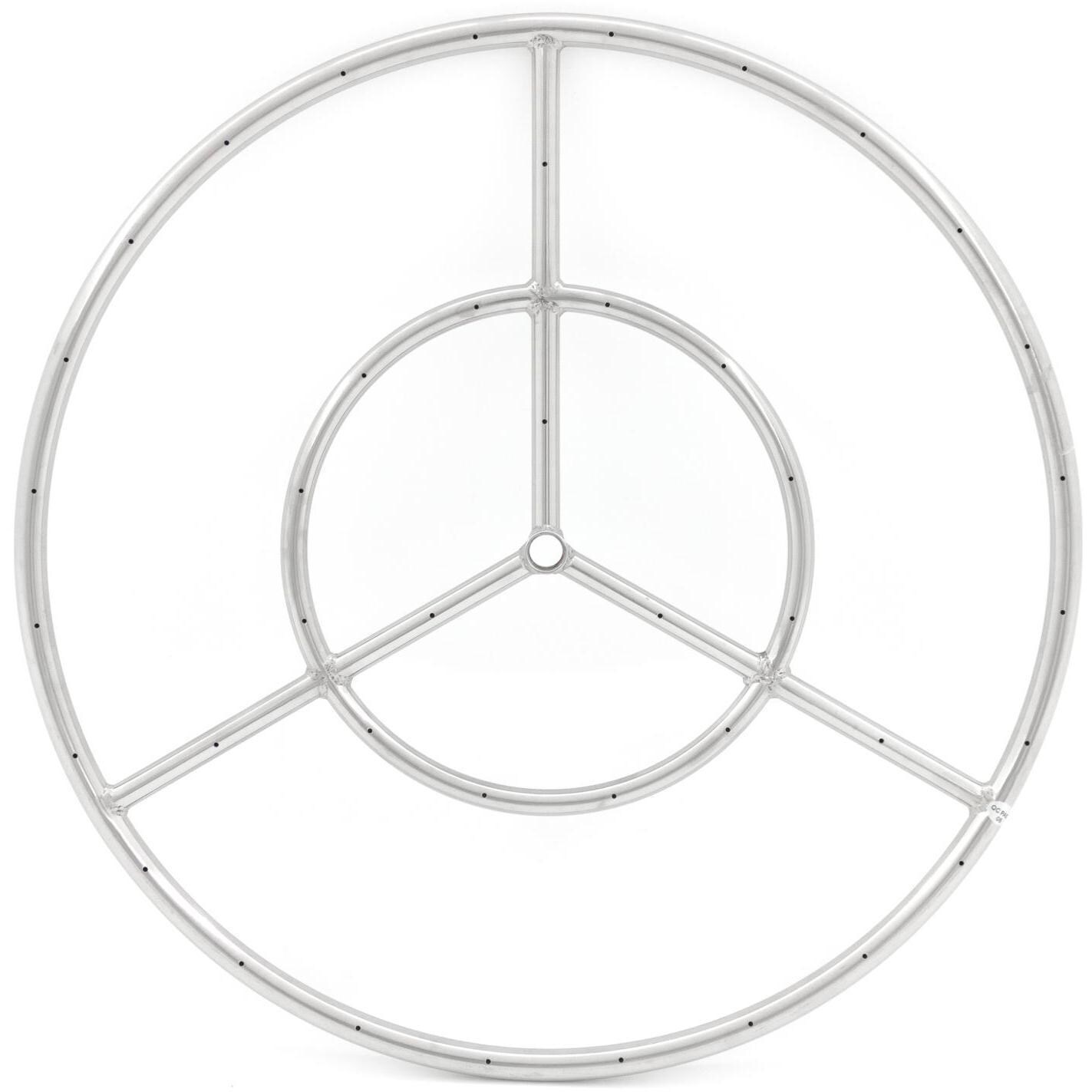 BBQGuys Signature Series 24-Inch Three-Spoke Round Propane Double-Ring Burner - Stainless Steel - Top View thumbnail