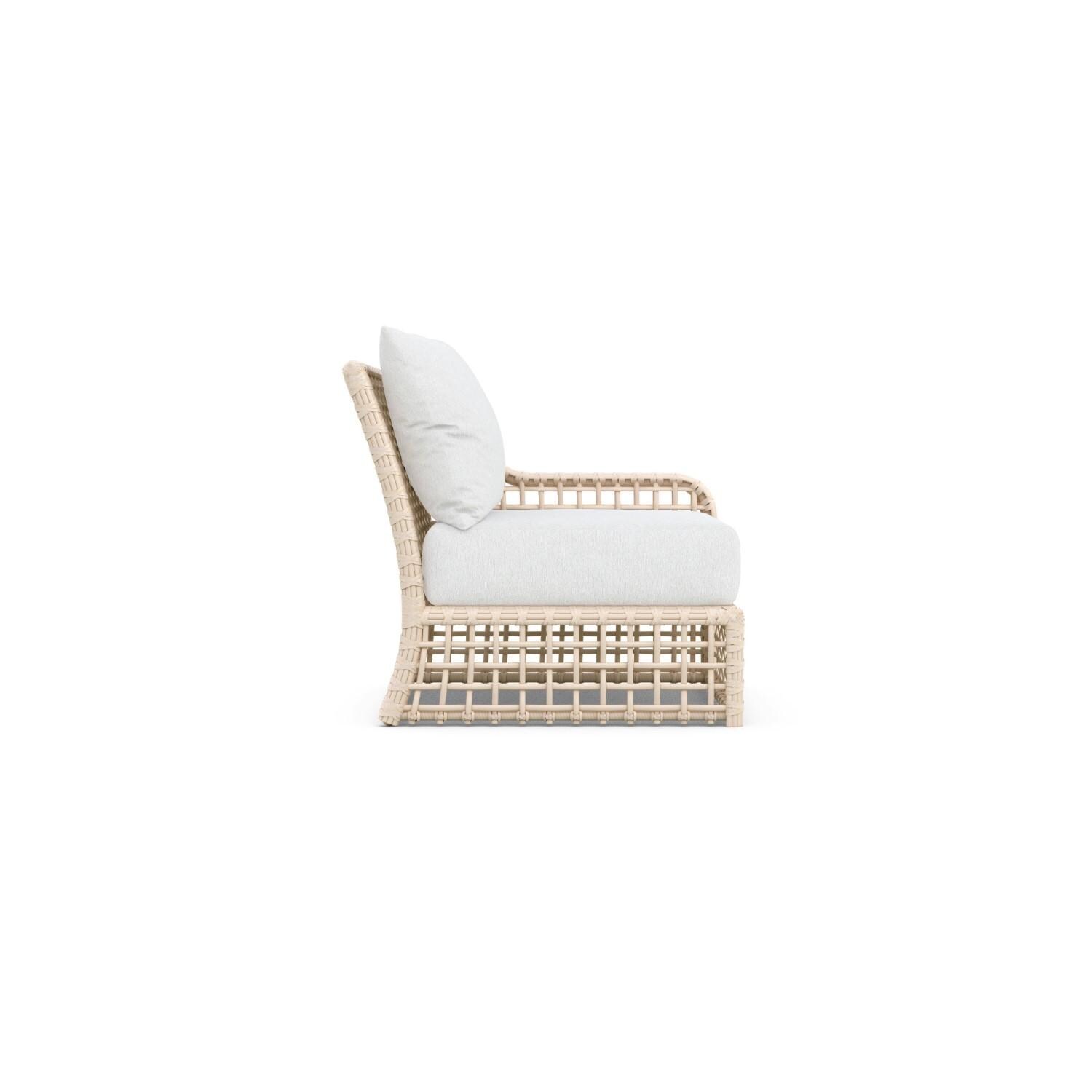 Azzurro Living KIA-W05LAC-CU Kiawah Wicker Left Arm Club Chair in Almond/Cloud - Side - White Background thumbnail