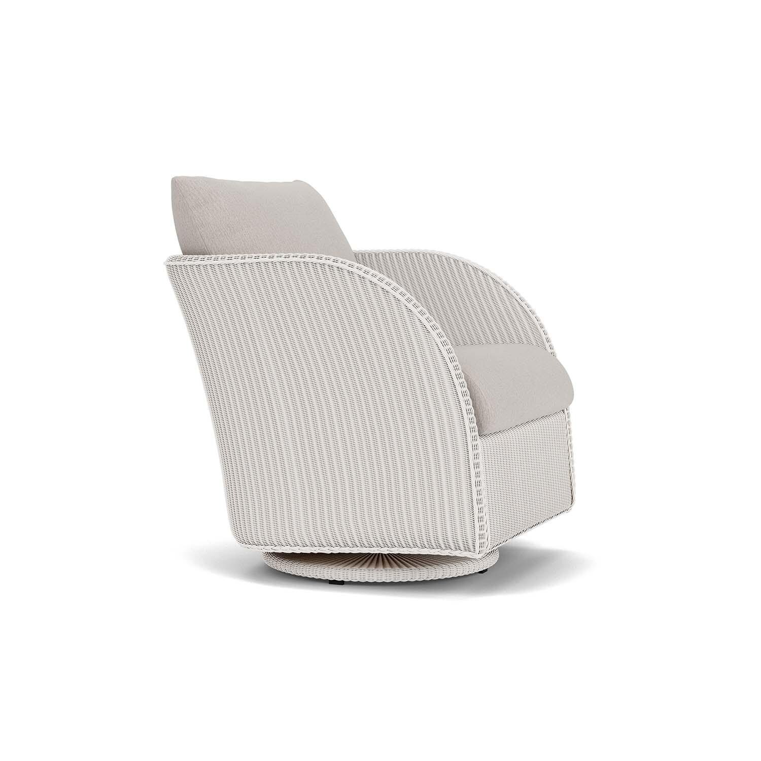 Lloyd Flanders Essence Swivel Glider Lounge Chair W/Remy Cloud Fabric - White Finish - Angled thumbnail