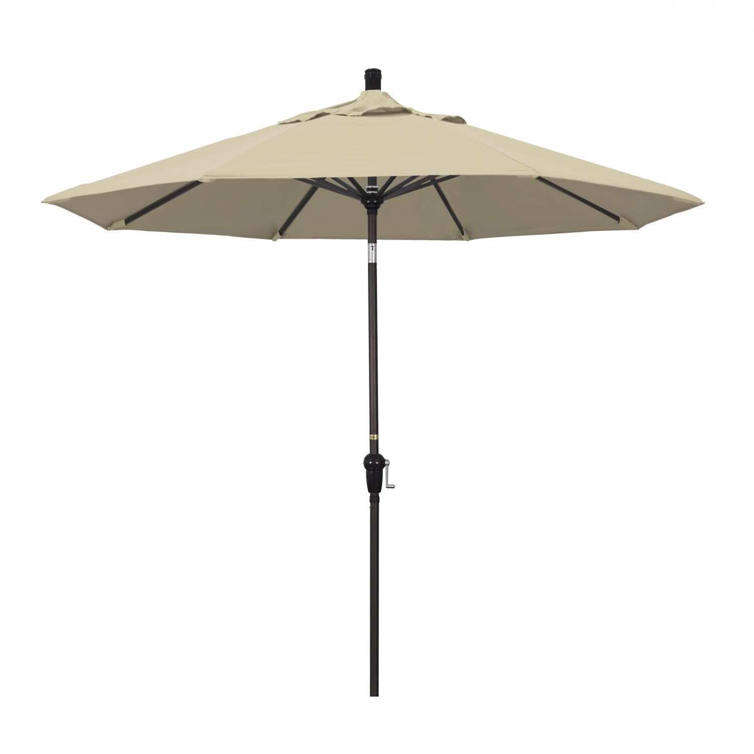 California Umbrella 9 Ft Octagonal Aluminum Auto Tilt Patio Umbrella W/ Crank Lift & Aluminum Ribs - Bronze Frame / Sunbrella Canvas Antique Beige Canopy thumbnail
