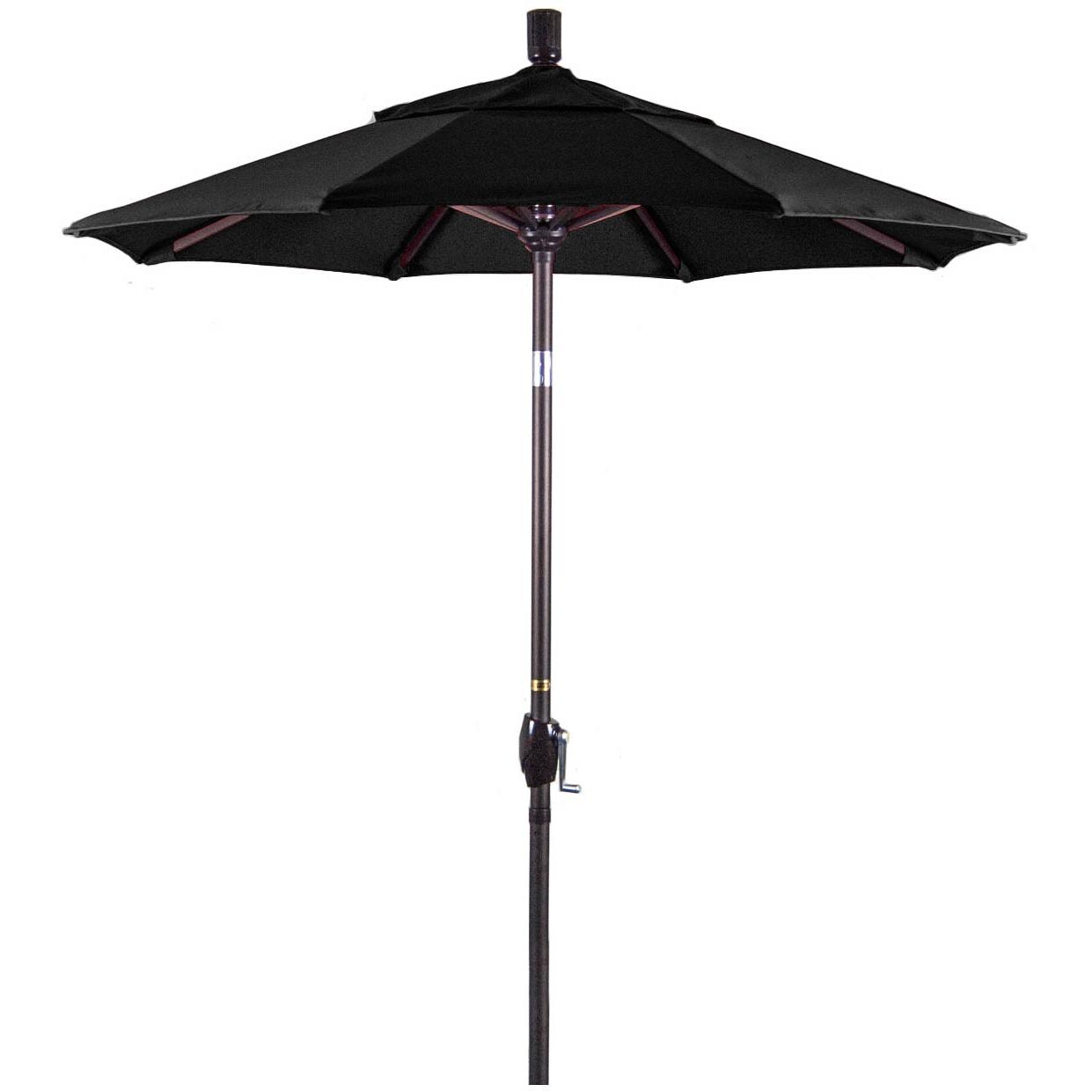 California Umbrella 6 Ft Octagonal Aluminum Push Button Tilt Patio Umbrella W/ Crank Lift & Aluminum Ribs - Bronze Frame / Sunbrella Canvas Black Canopy thumbnail