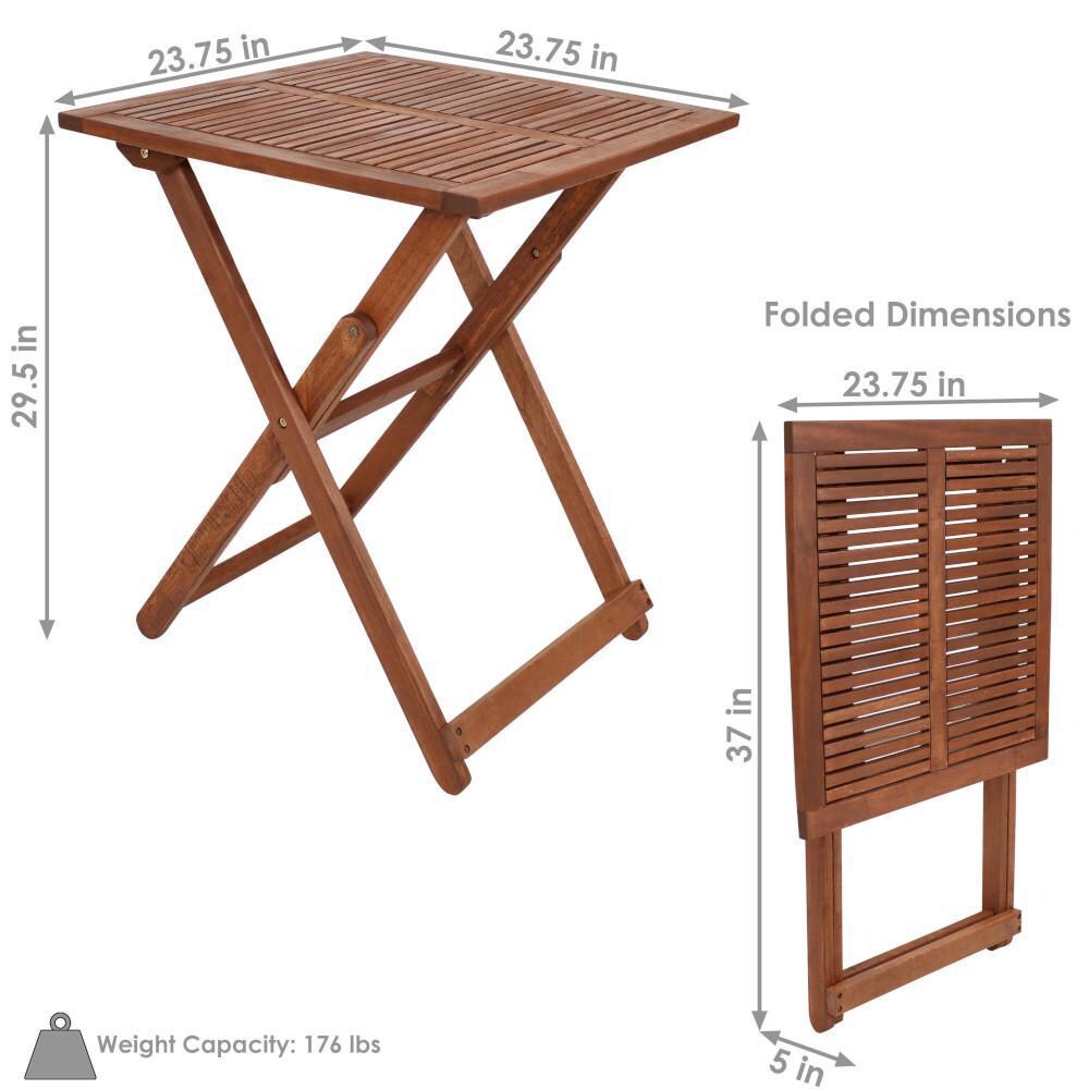 Ultimate Patio Meranti Wood Folding 23 3/4-Inch Square Bistro Table - Dimensions thumbnail