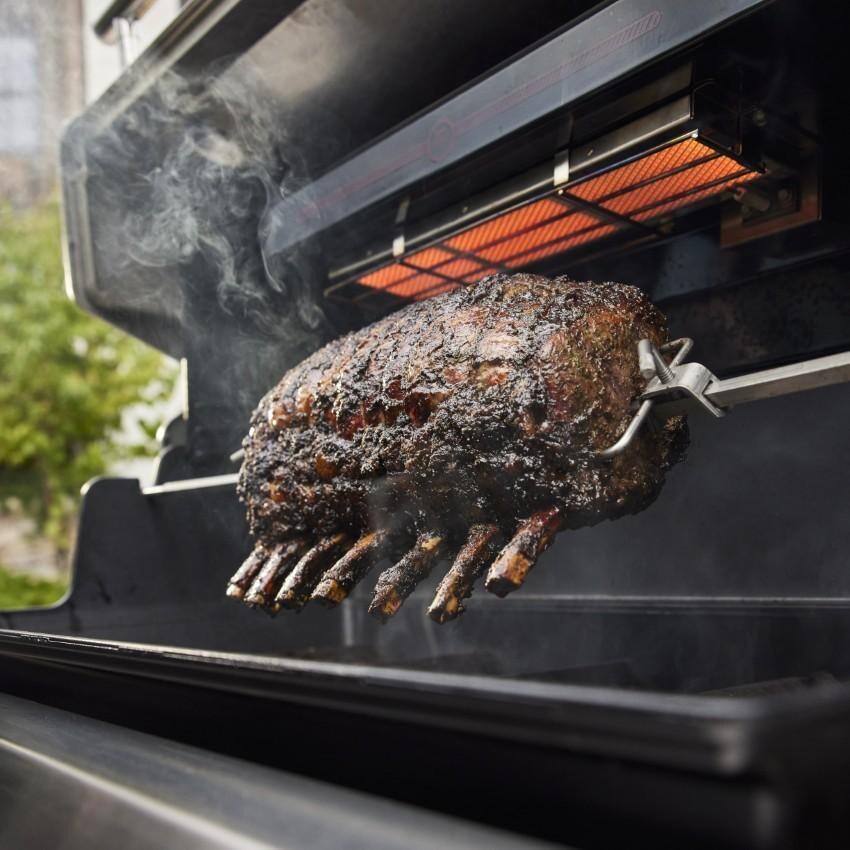 Weber 1500052 Summit Smart FS38X S Propane Grill - Stainless Steel - Prime Rib on Rotisserie - Lifestyle thumbnail