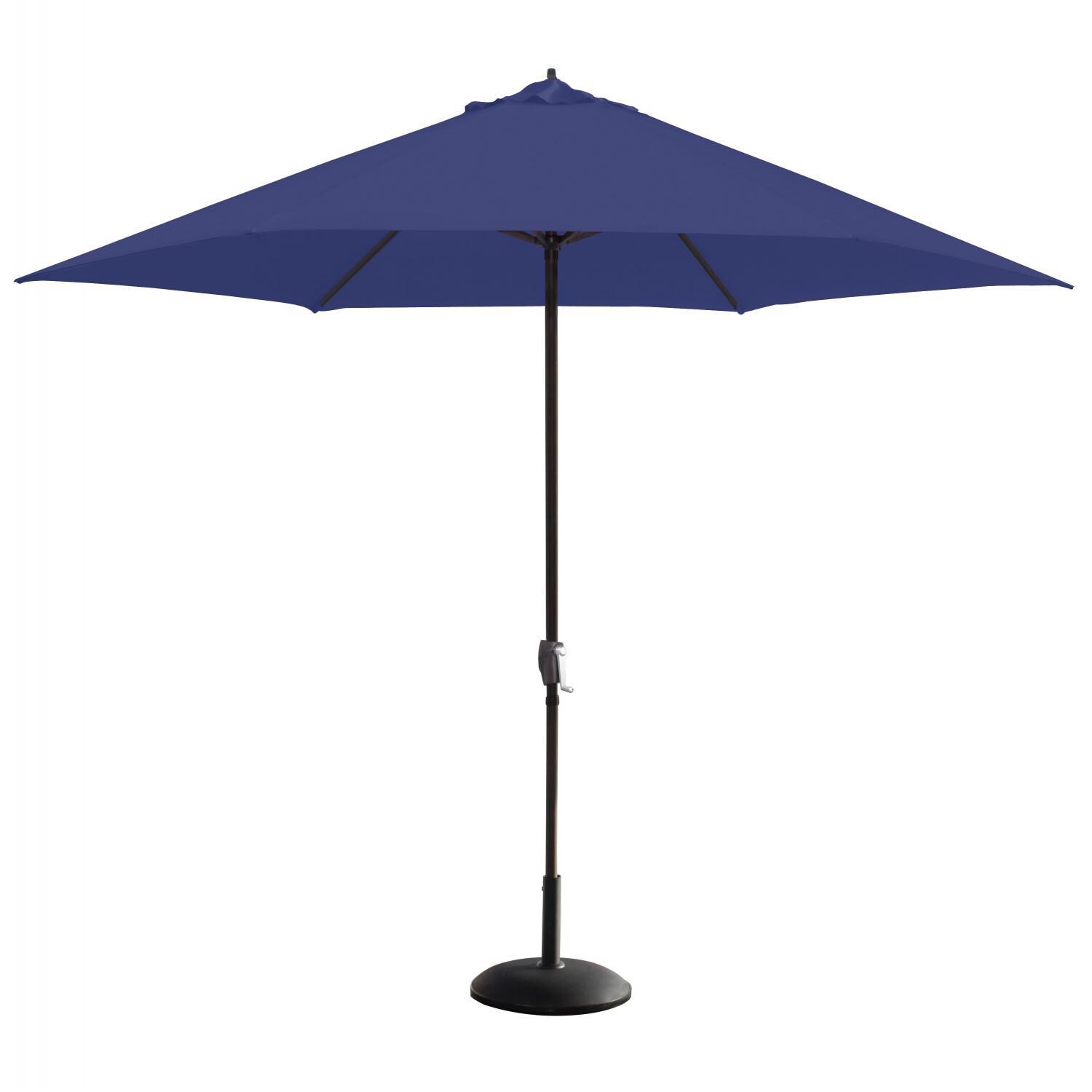 Astella 11 Ft. Aluminum Patio Umbrella W/ Crank Lift - Black Frame / Polyester Navy Blue Canopy image