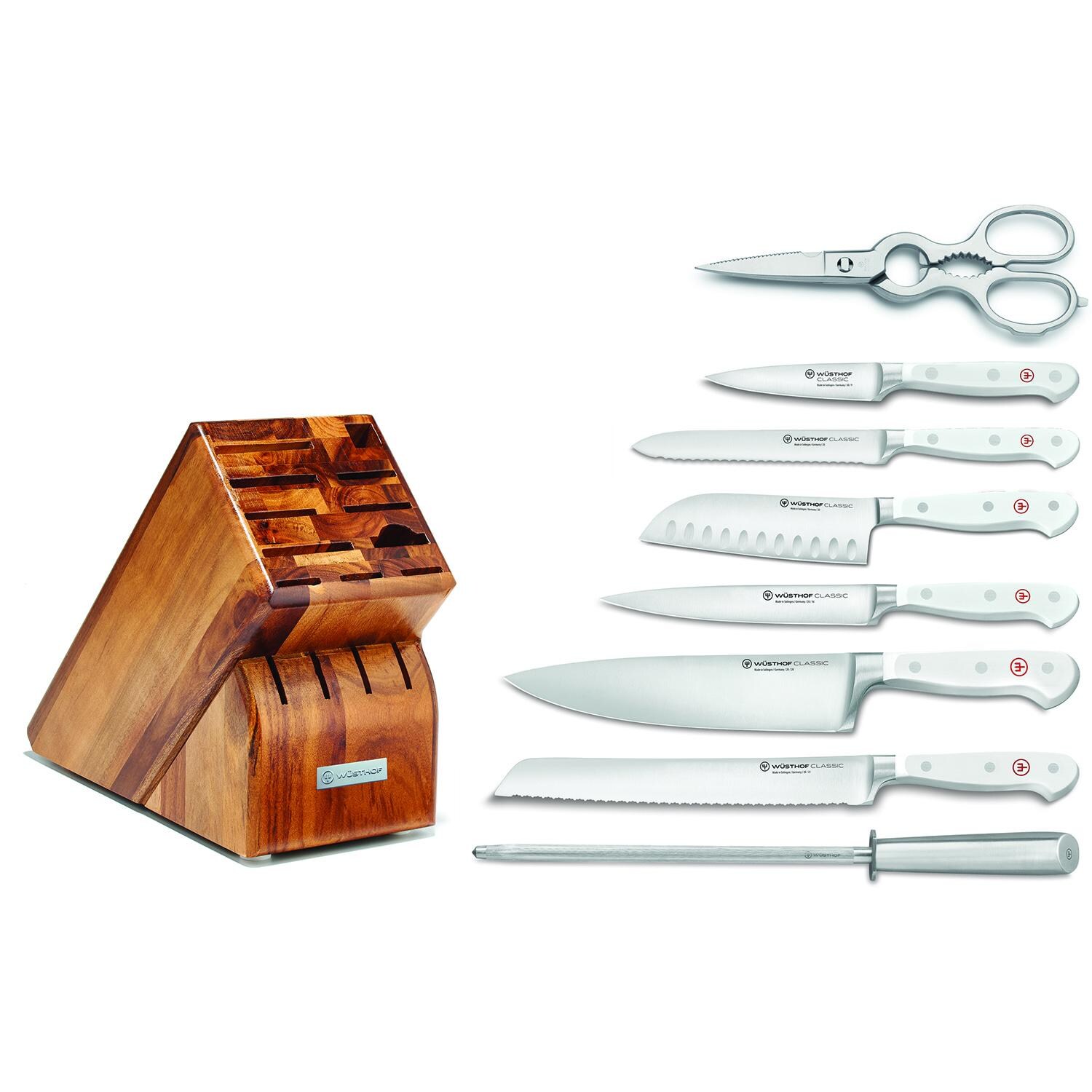 Wusthof 1090270801 Classic White 9-piece Knife Block Set - White Background thumbnail