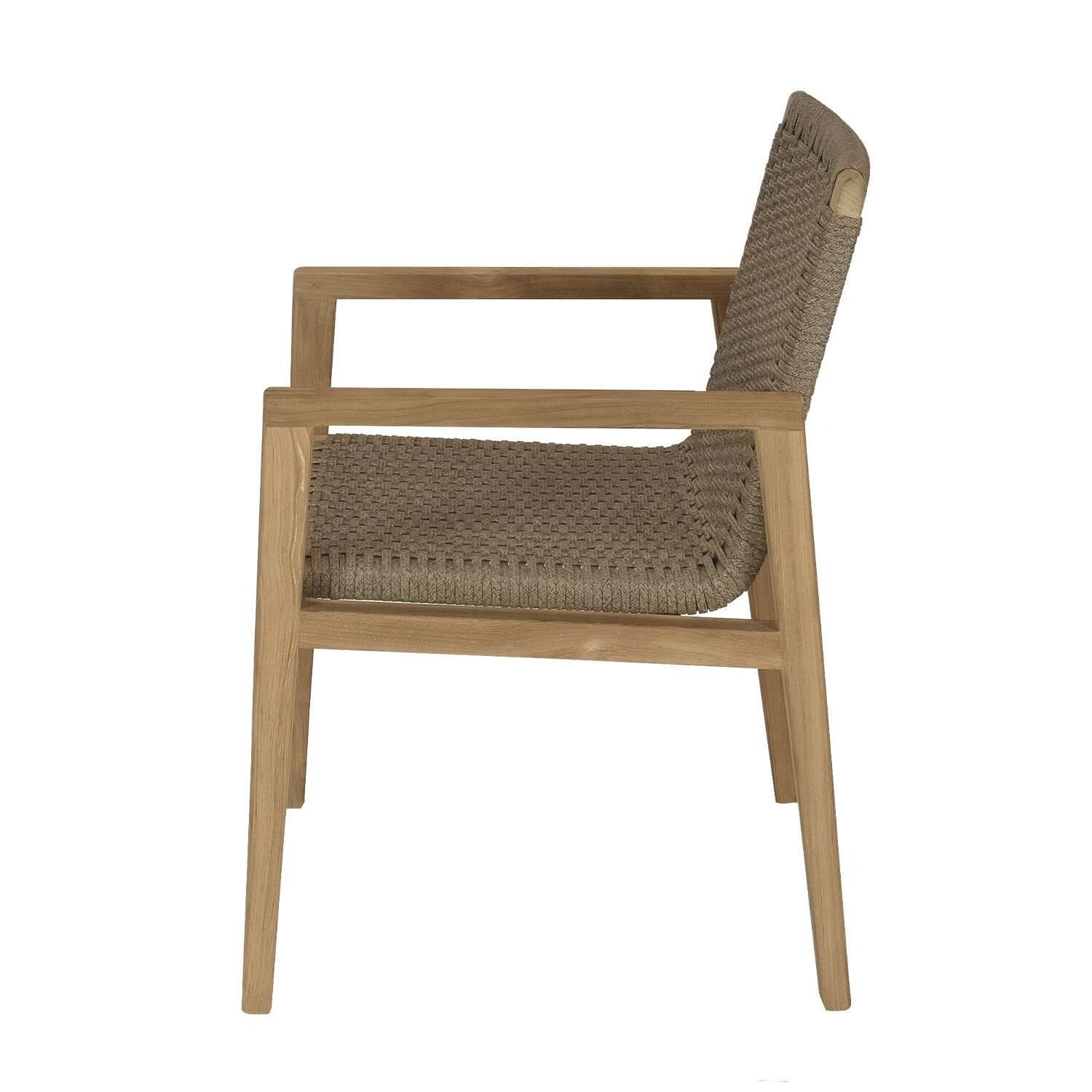 Admiral Rope Dining Chair in Brown Sand by Royal Teak Collection - Side View - White Background thumbnail