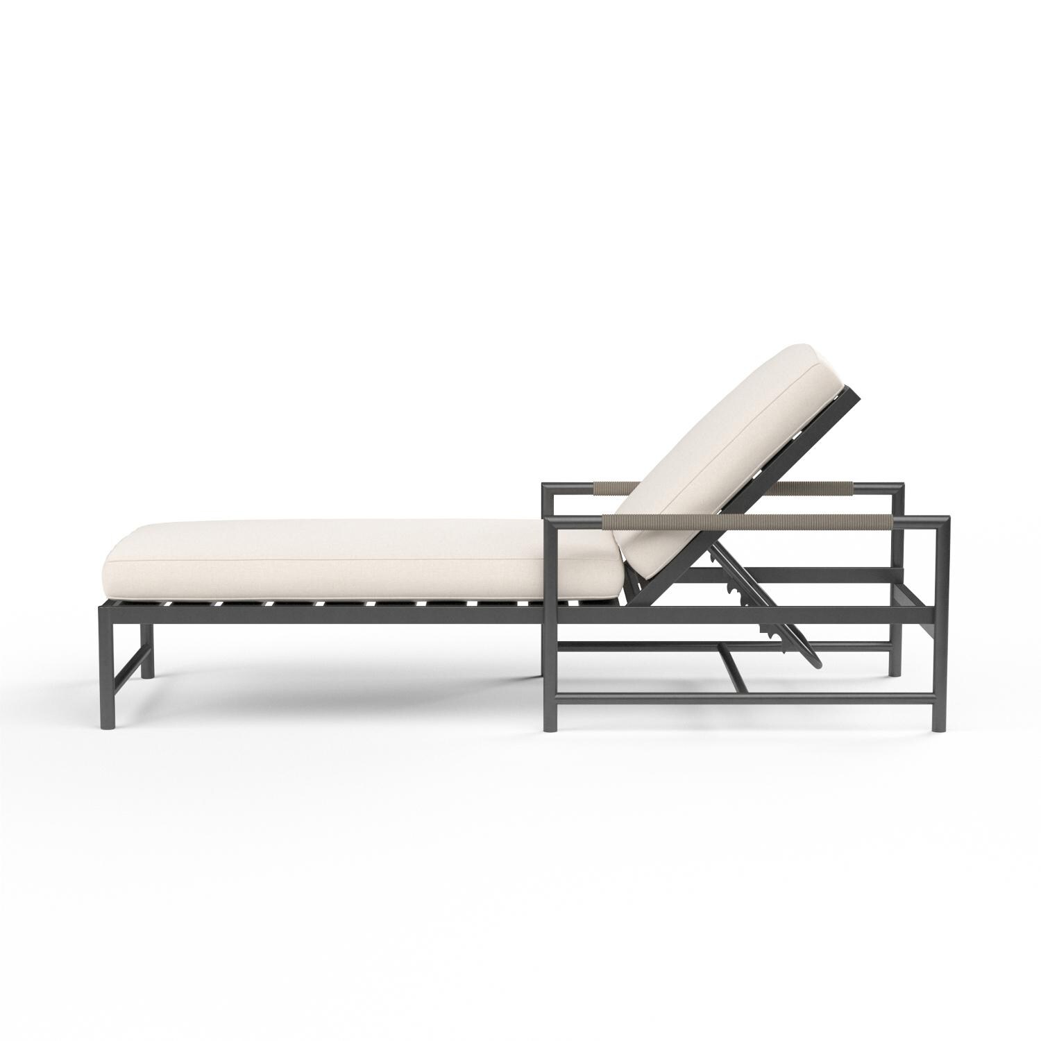 Sunset West - 4601-9-57005 - Pietra Rope & Aluminum Adjustable Patio Chaise W/ Sunbrella Echo Ash Cushions - Side View thumbnail