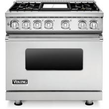 Viking Professional 7 Series 36-Inch 4 Burner Natural Gas Dual Fuel Range With Griddle - Stainless Steel - VDR7364GSS image