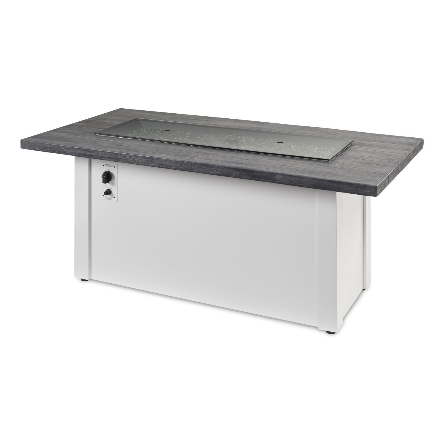 Havenwood 62 Inch Fire Pit Table W/ Carbon Grey Top & White Base - Cover - White Background thumbnail
