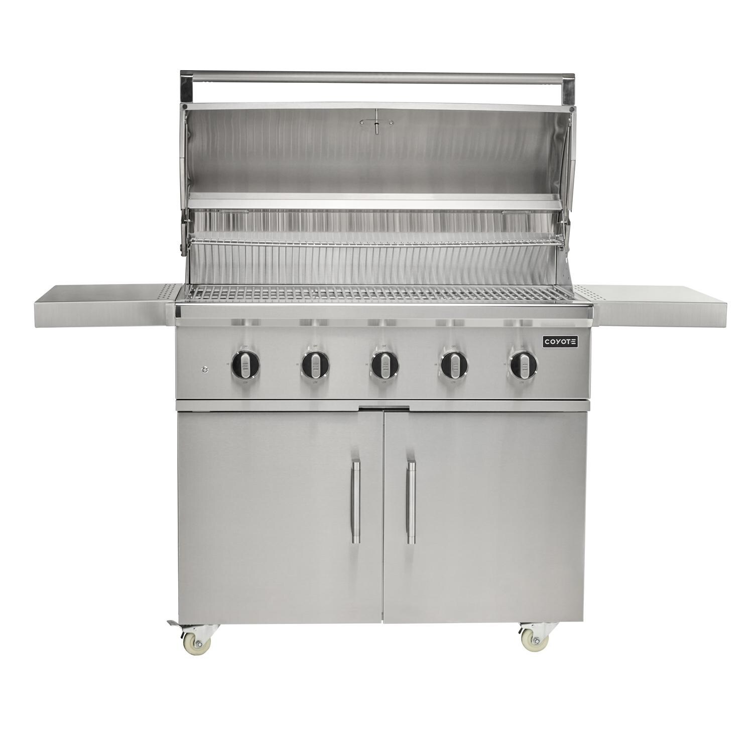 Coyote Outdoor Living 42 Inch CL-Series Freestanding Propane Grill - Hood Closed Shelves Up - White Background thumbnail