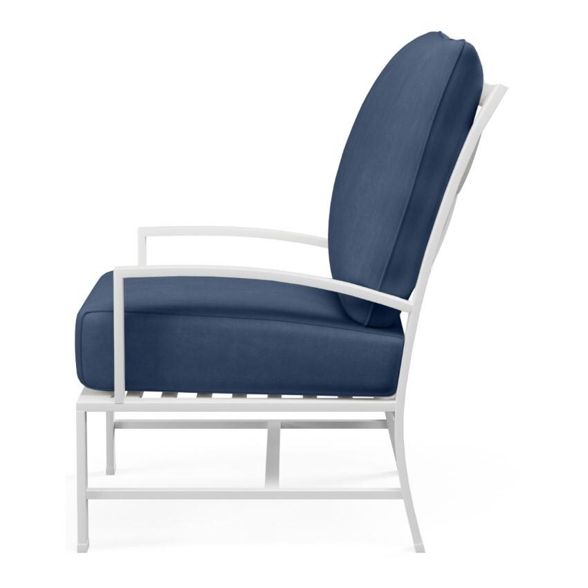 Bristol Aluminum Club Chair w/ Self Welt in White/Spectrum Indigo by Sunset West - Side - White Background thumbnail