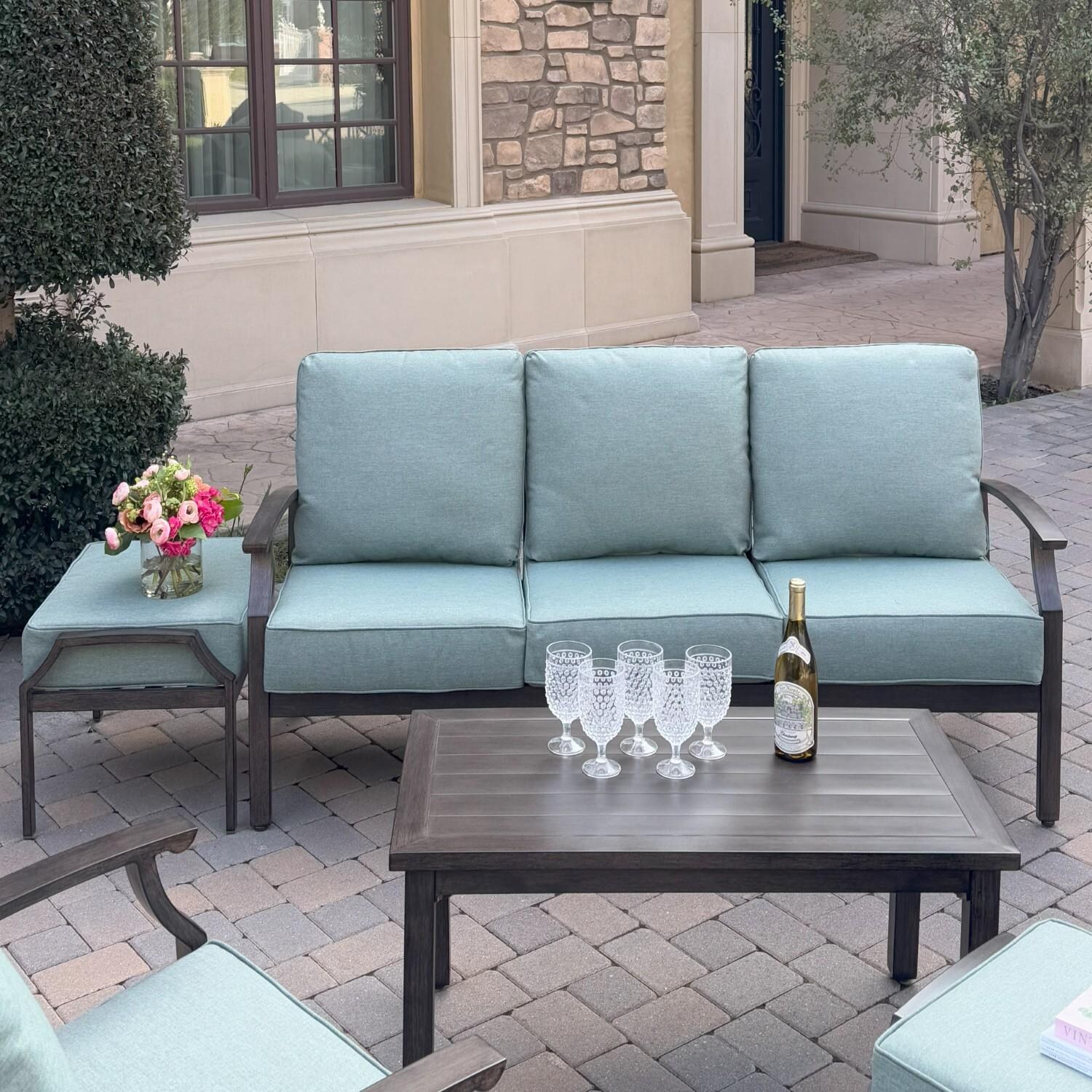 Atlantis 41 7/10-in Walnut Aluminum Coffee Table by Darlee - Sofa, Ottoman, & Table - Lifestyle thumbnail